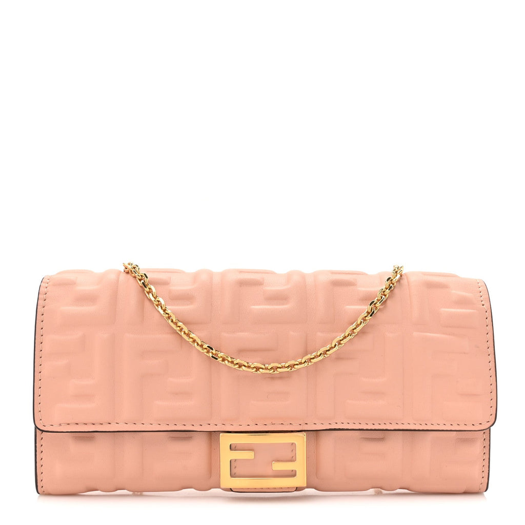 Nappa Matisse FF Embossed Continental Wallet On Chain Light Pink
