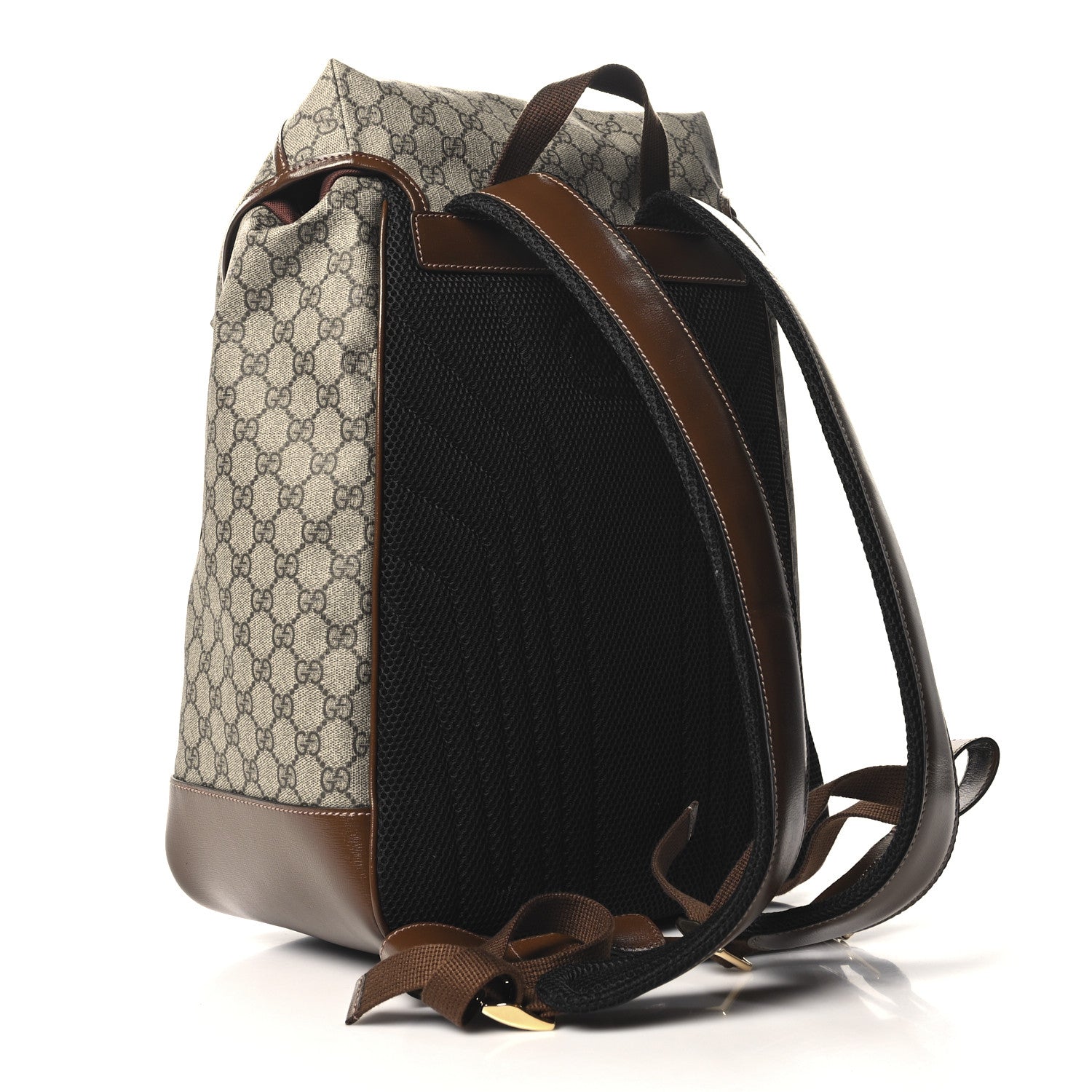 GG Supreme Monogram Azalea Calfskin Medium Retro Interlocking G Buckle Backpack Beige Ebony Brown Sugar