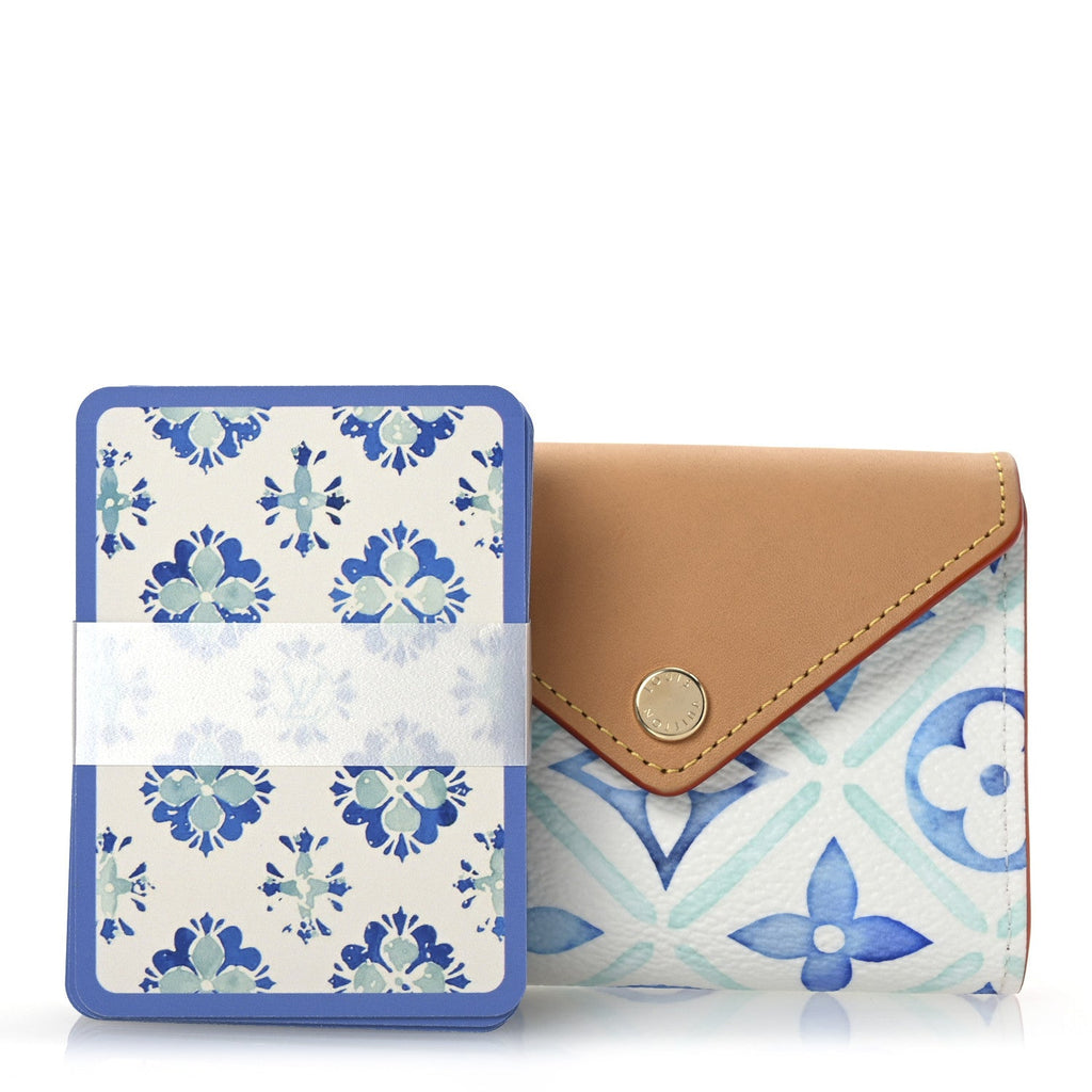 Monogram Tiles By The Pool Playing s and Pouch Lagoon Blue