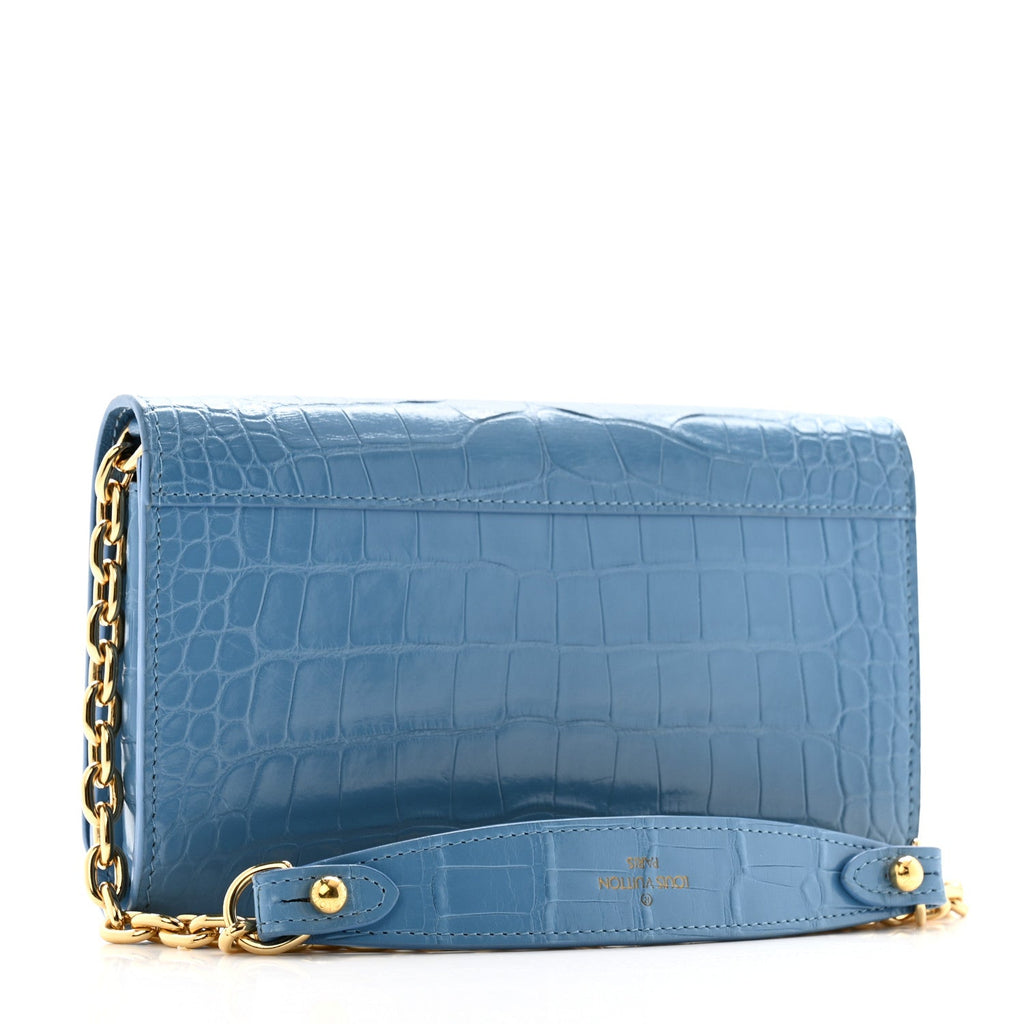 Crocodile Twist Chain Wallet Bleuet