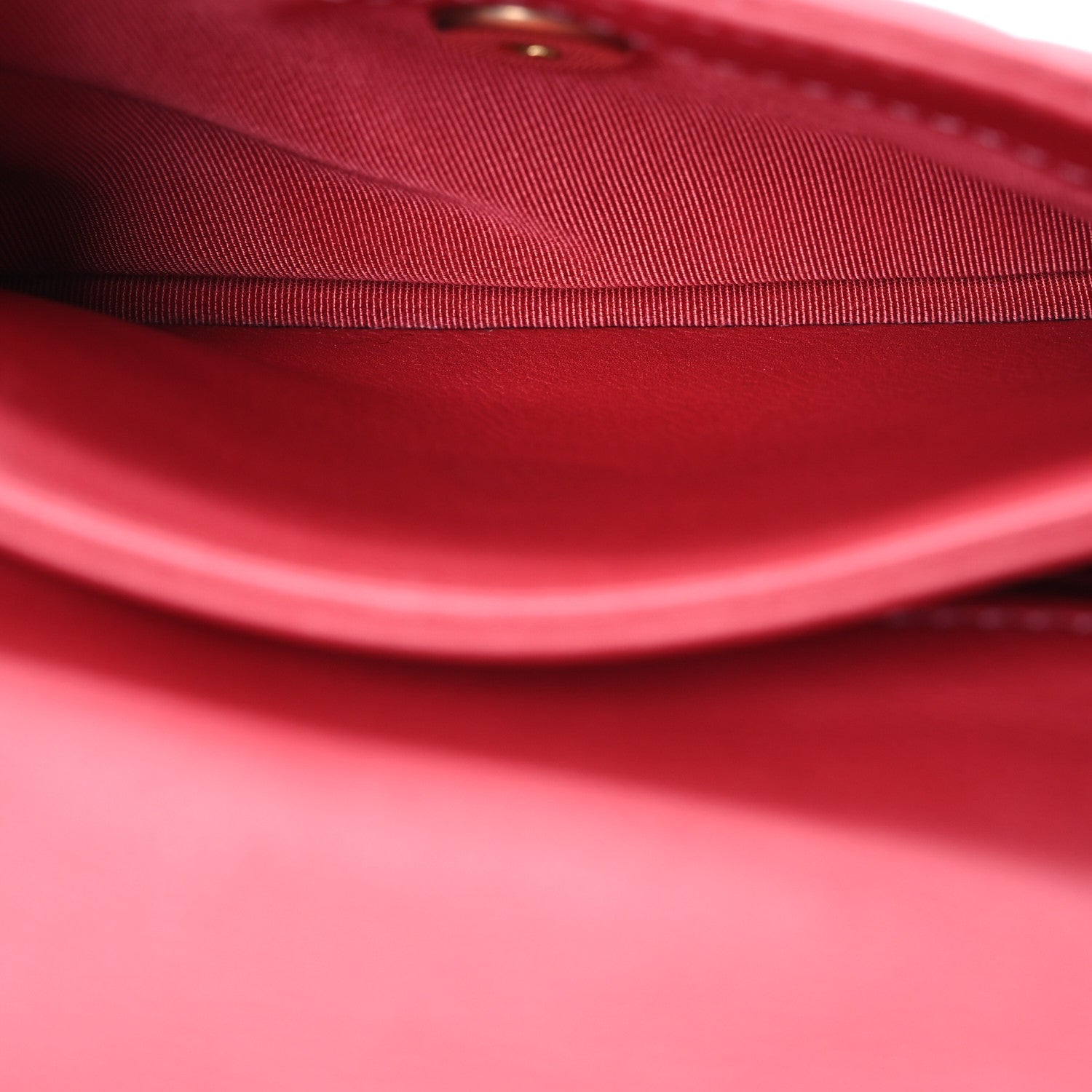Metallic Calfskin Quilted Top Handle Flap Dark Pink