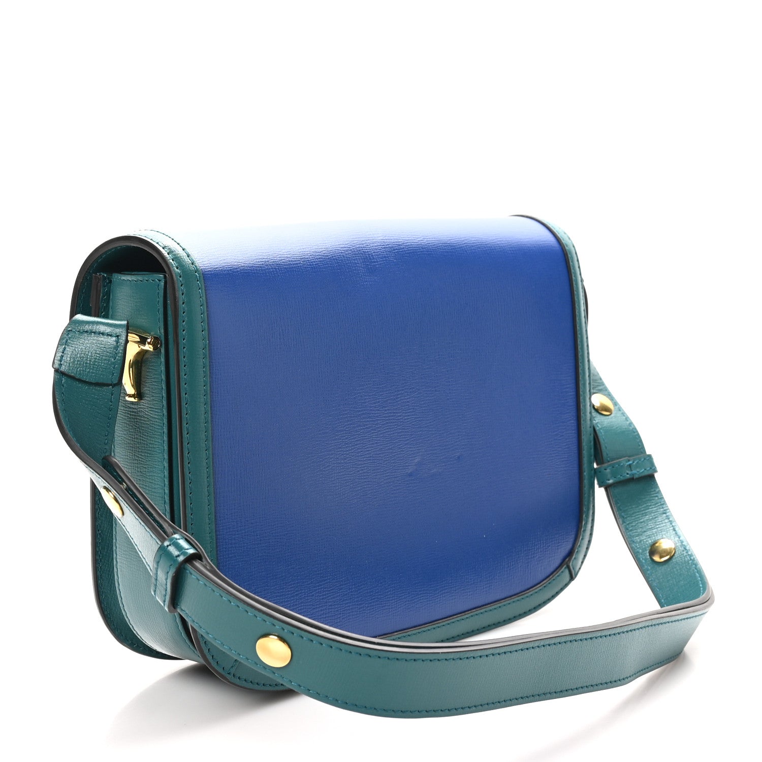 Azalea Calfskin Horsebit 1955 Shoulder Bag  Imperial Blue Pavone