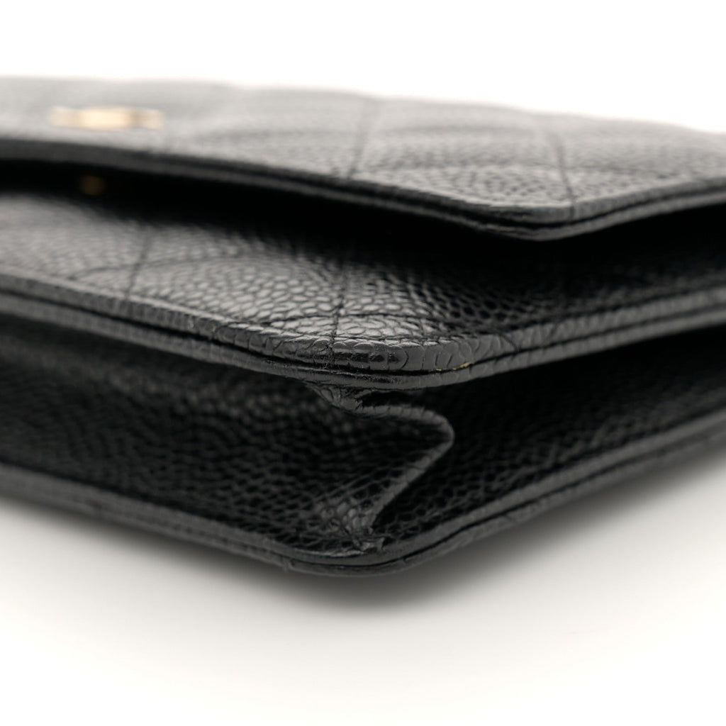 Caviar Quilted Wallet on Chain WOC Black