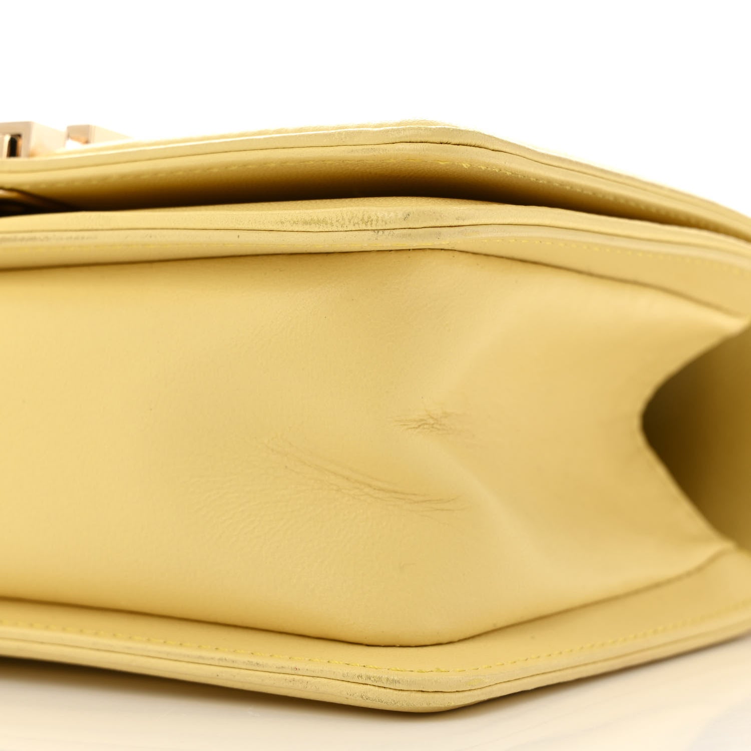 Lambskin Quilted Small Boy Flap Yellow