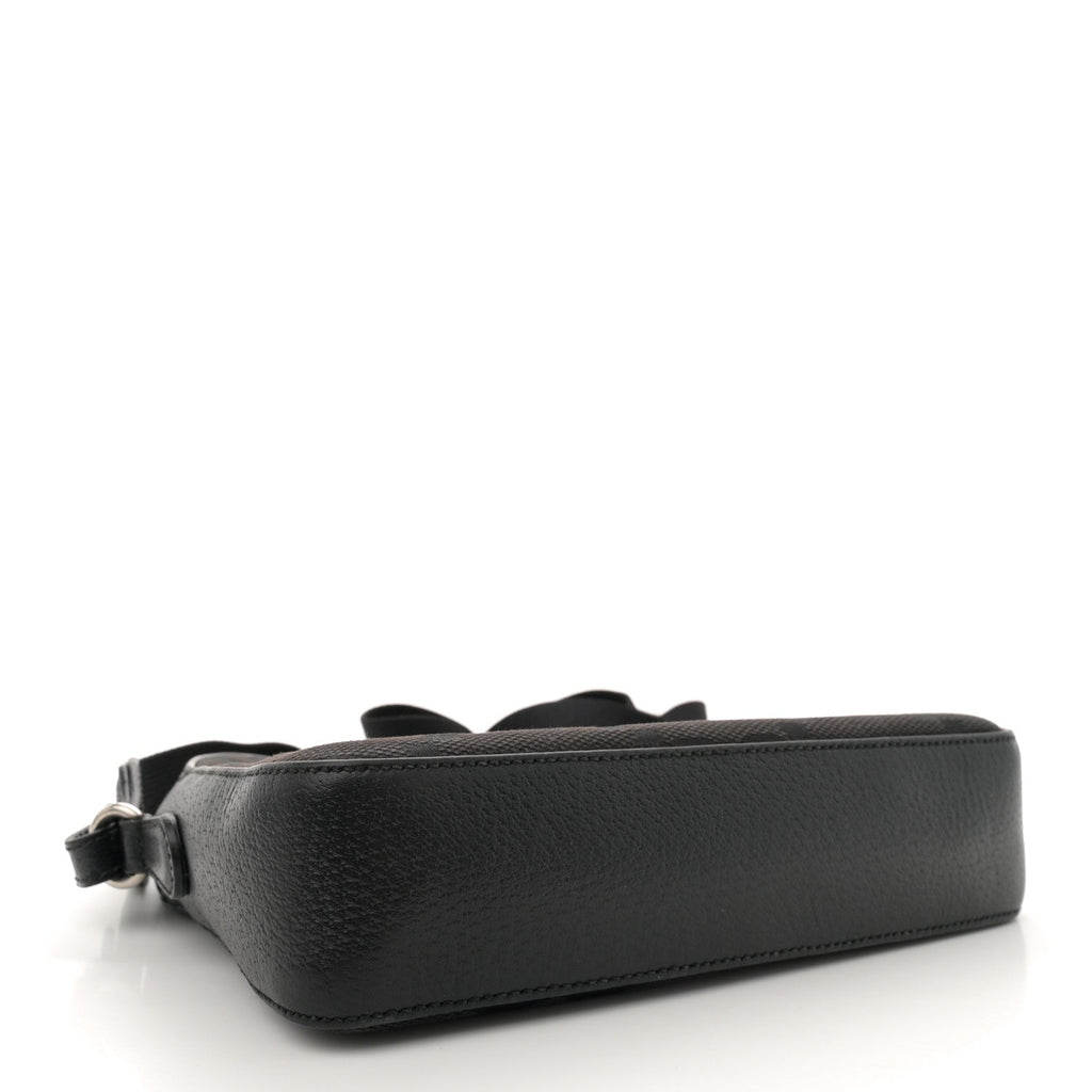 Monogram Jumbo GG Textured Dollar Calfskin Web Messenger Shoulder Bag Black
