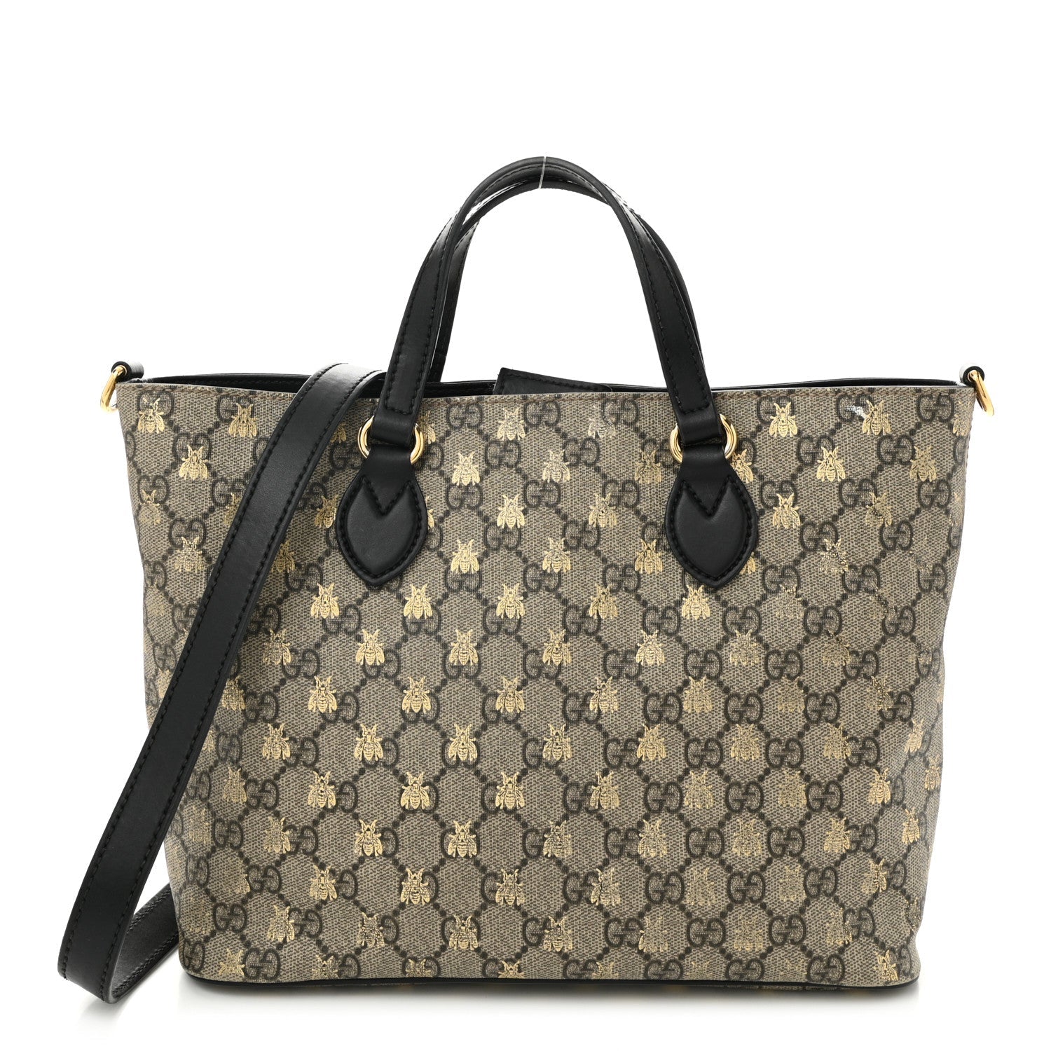 Soft GG Supreme Monogram Bees Small Crossbody Tote Beige Oro Black