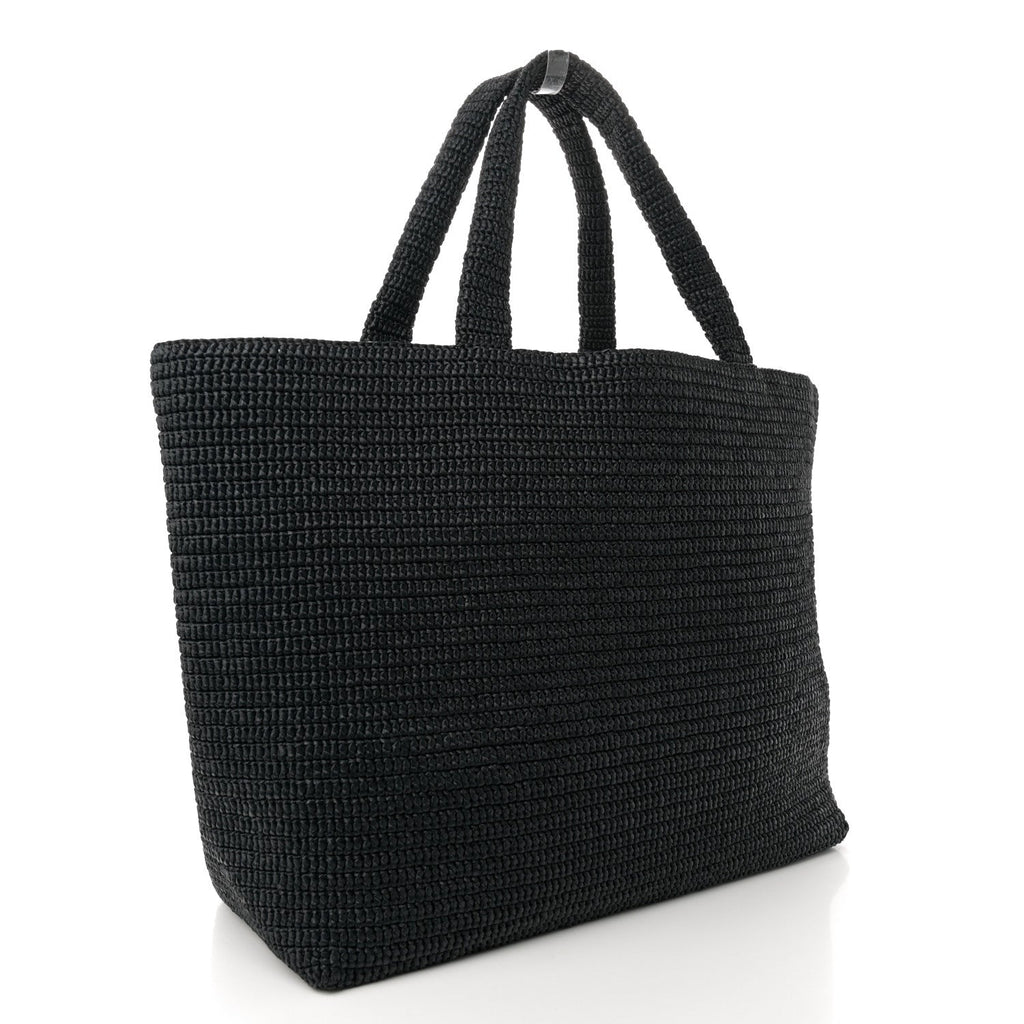 Raffia Logo Tote Black