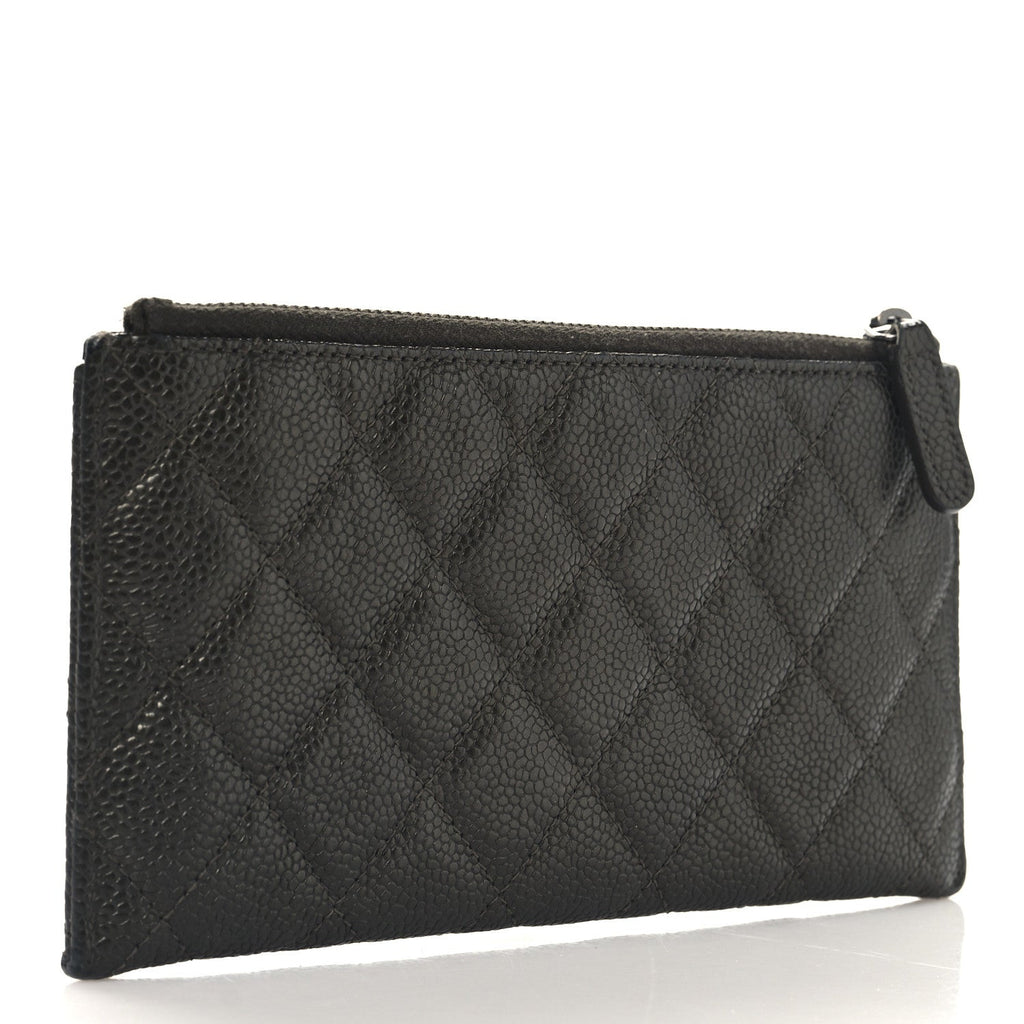 Caviar Quilted Classic Zip Pouch Black