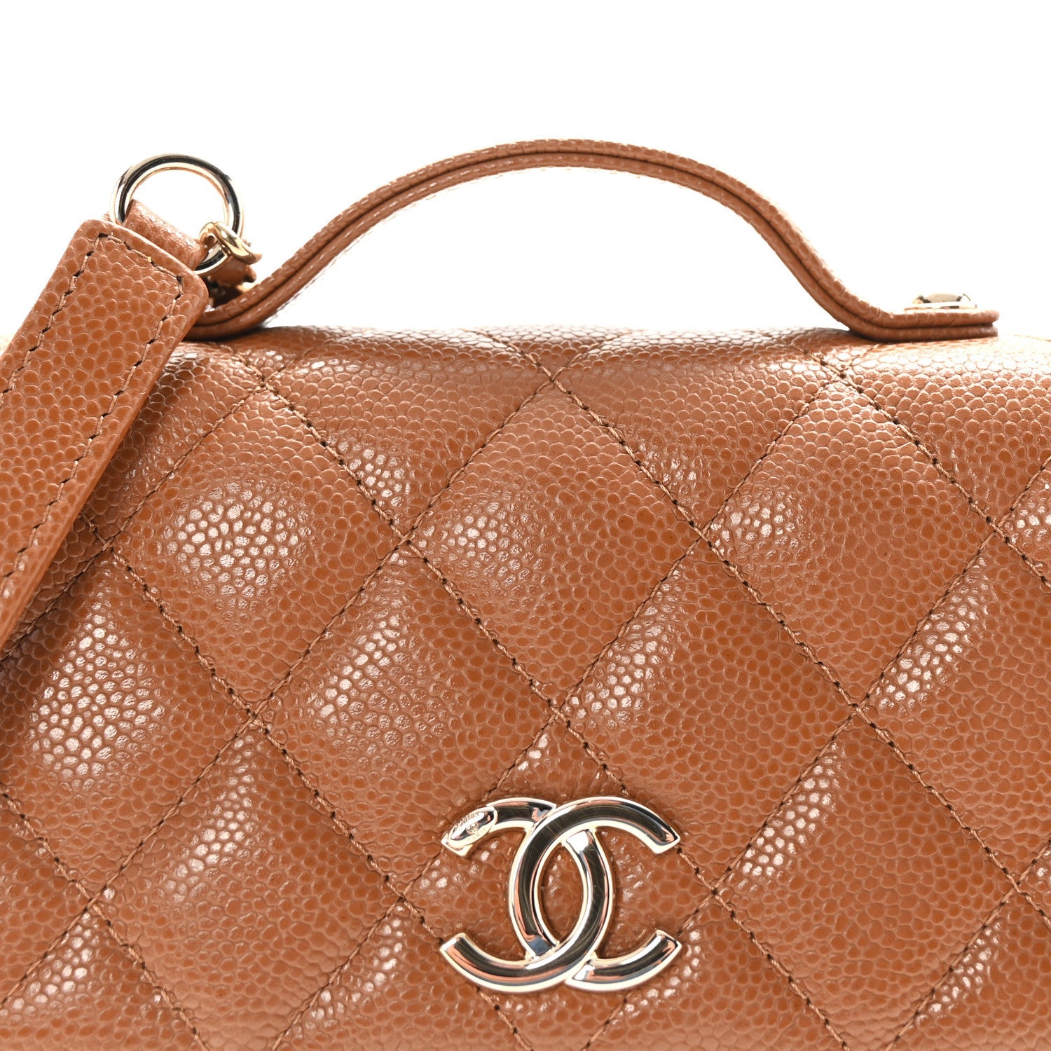 Caviar Quilted Business Affinity Clutch With Chain Flap Dark Beige