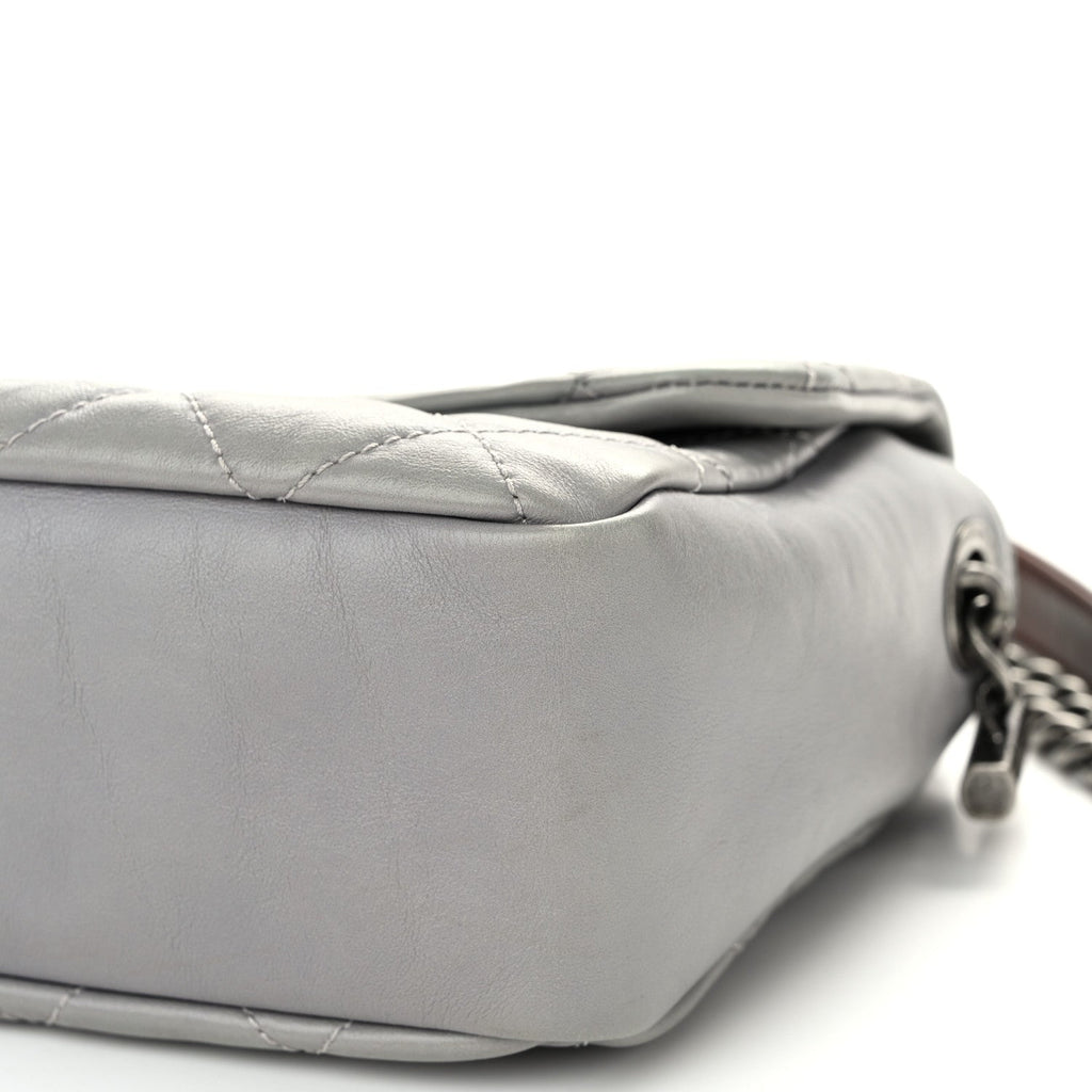 Calfskin Large Country Chic Flap Grey