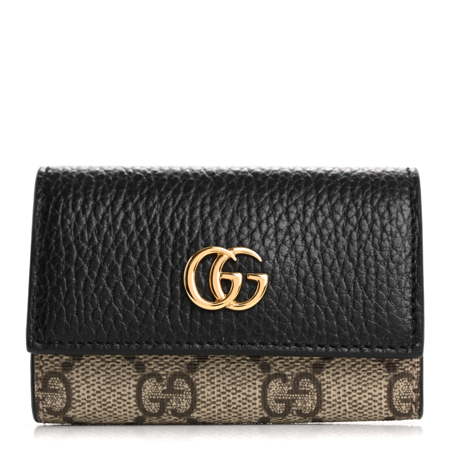 Dollar Calfskin GG Supreme Monogram GG Marmont 6 Key Holder Case Black Beige Ebony