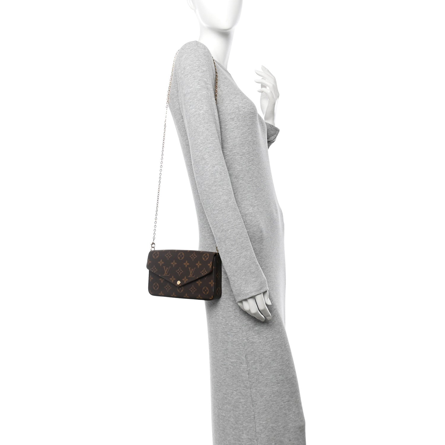 Monogram Pochette Felicie Chain Wallet Fuchsia
