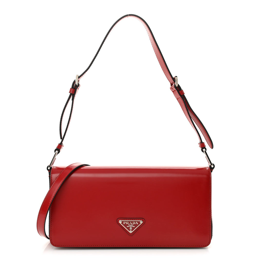 Spazzolato Femme Flap Shoulder Bag Scarlatto Black