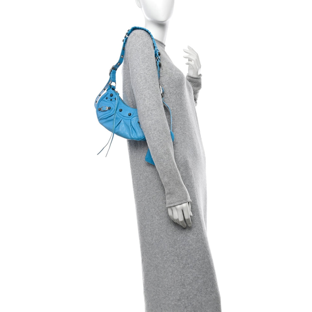 Agneau Arena Le Cagole Shoulder Bag XS Cyan