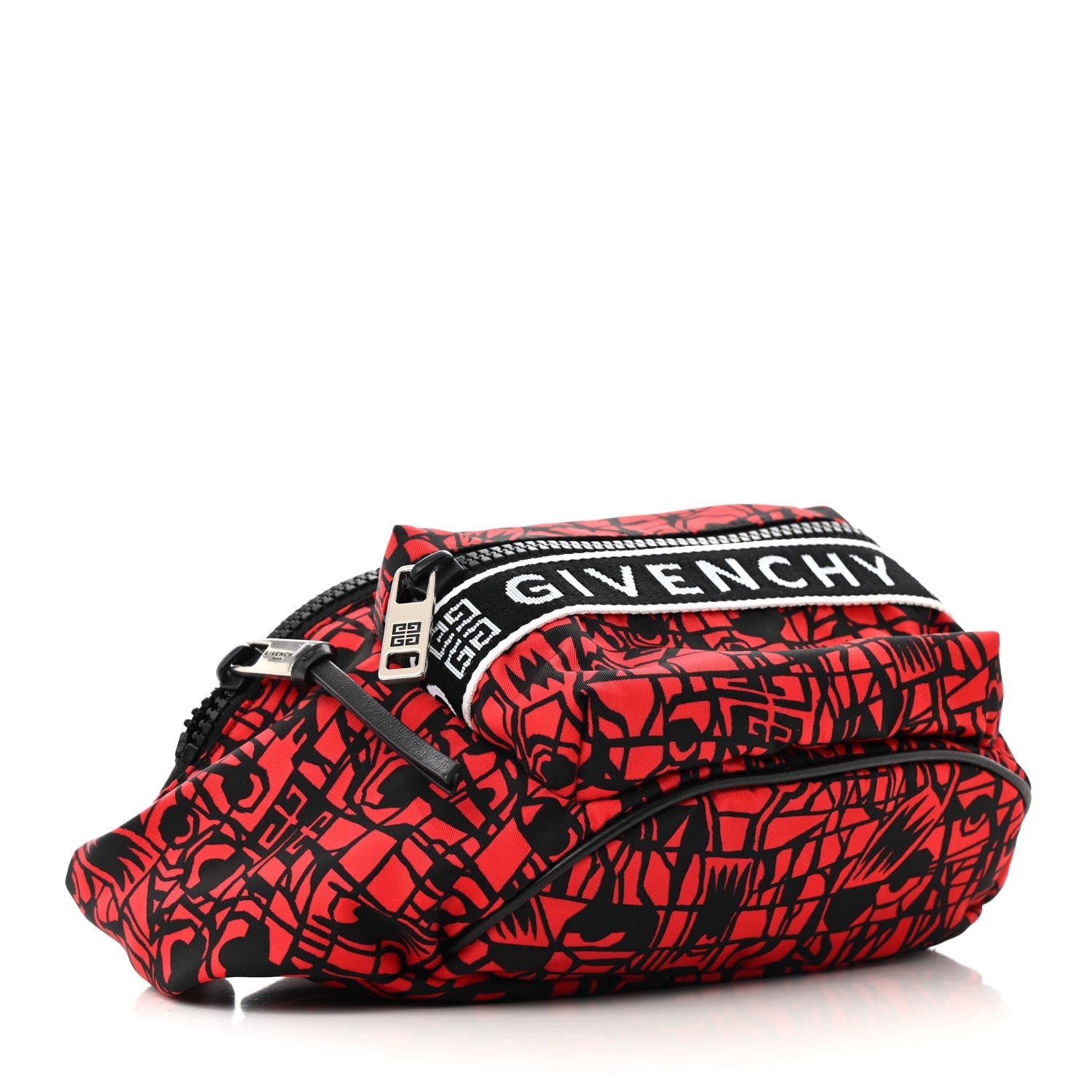 Nylon Printed Light 3 Bum Bag Black Red