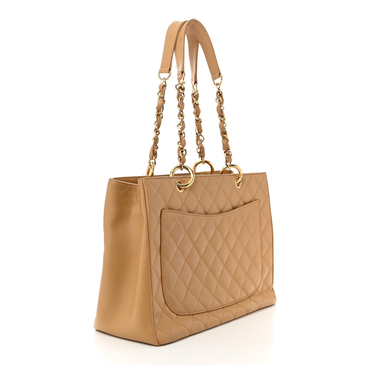 Caviar Quilted Grand Shopping Tote GST Beige Clair