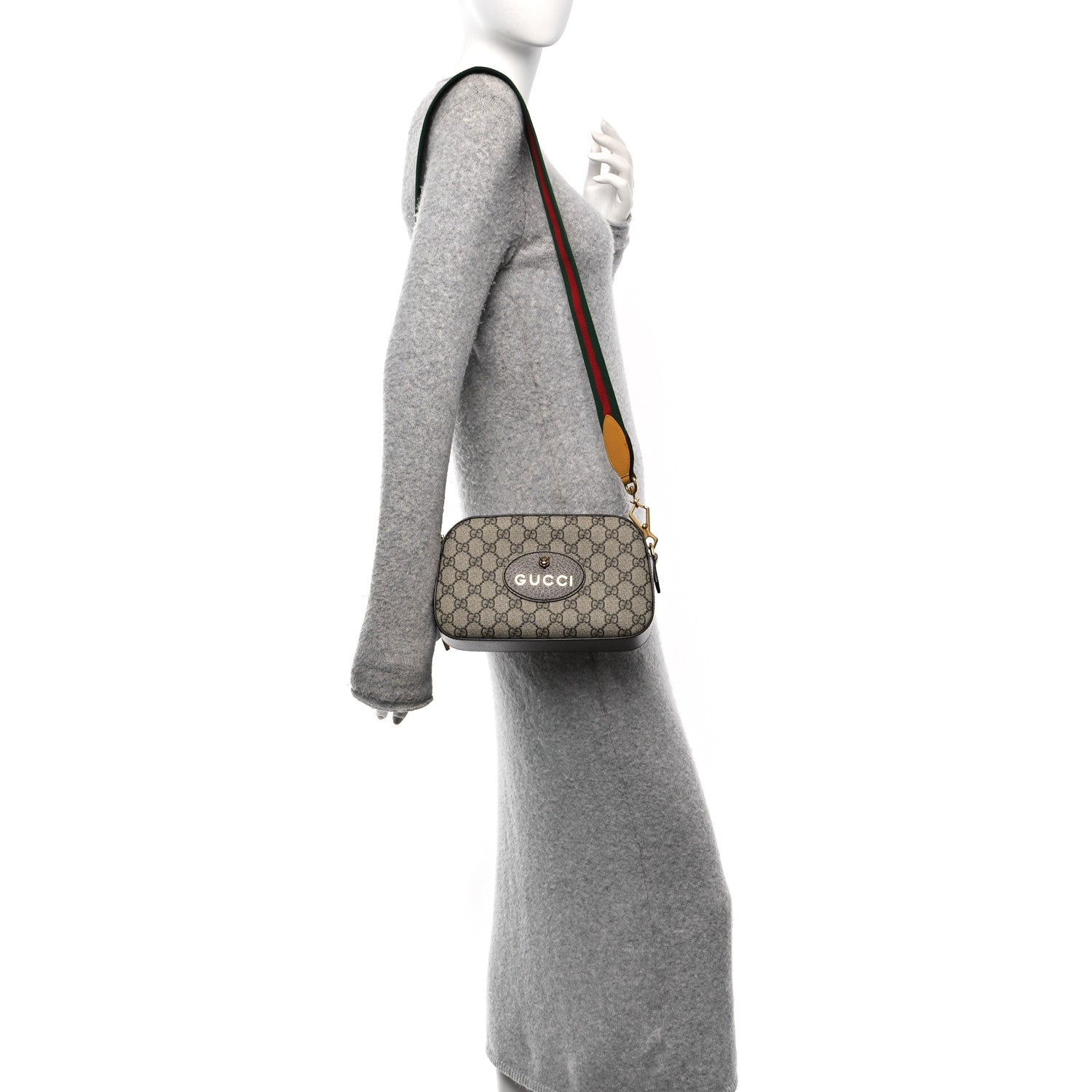 GG Supreme Monogram Web Neo Vintage Shoulder Bag Beige New Acero Crop