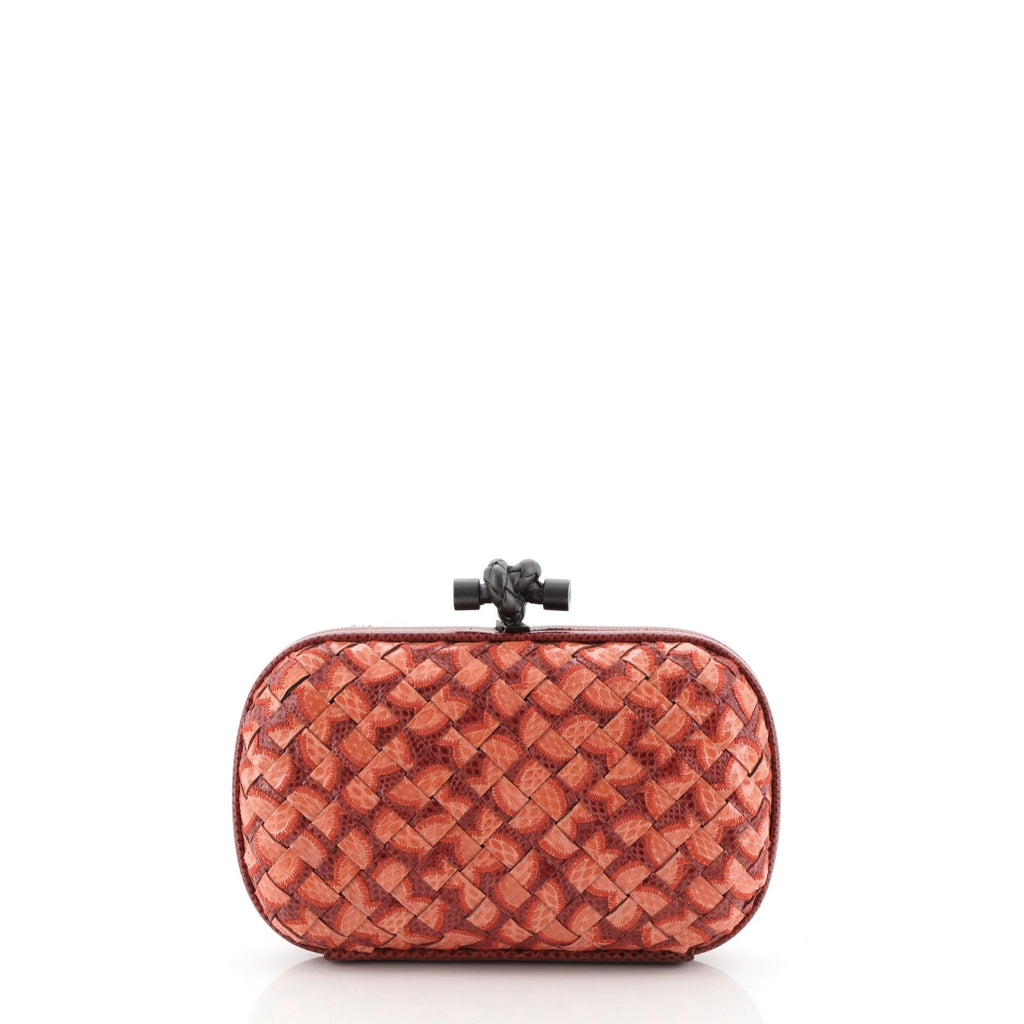 Box Knot Clutch Stitched Snakeskin Small