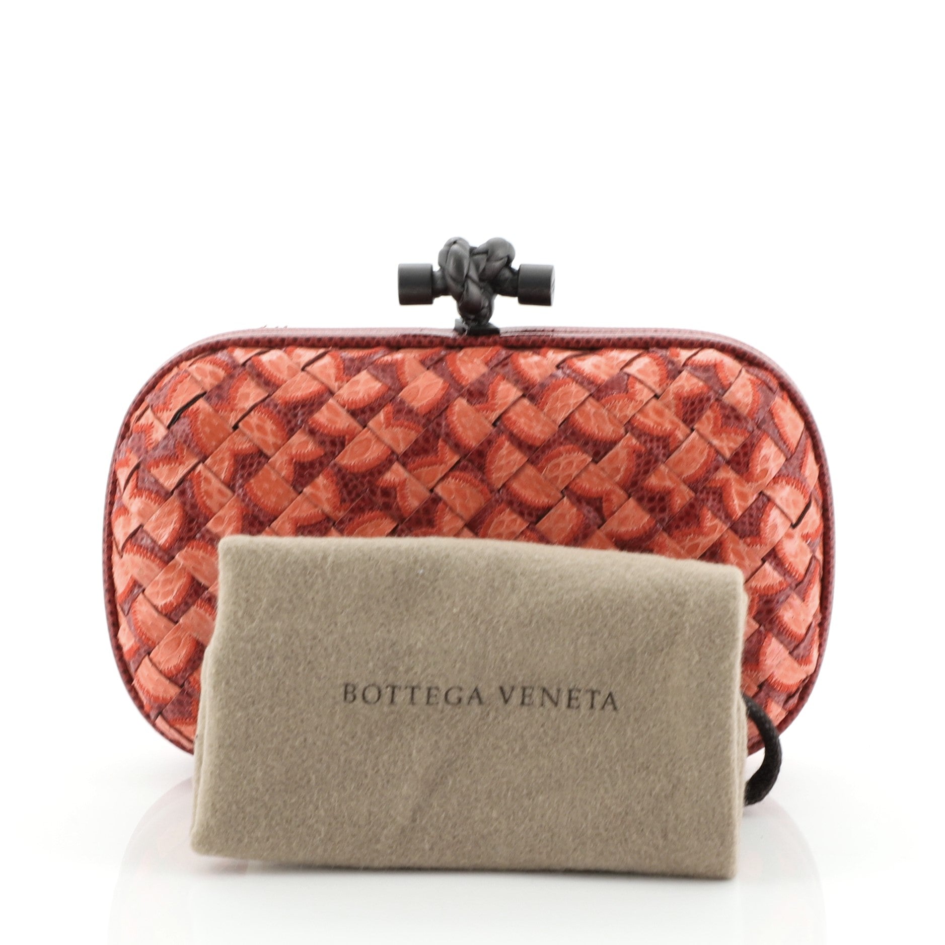 Box Knot Clutch Stitched Snakeskin Small