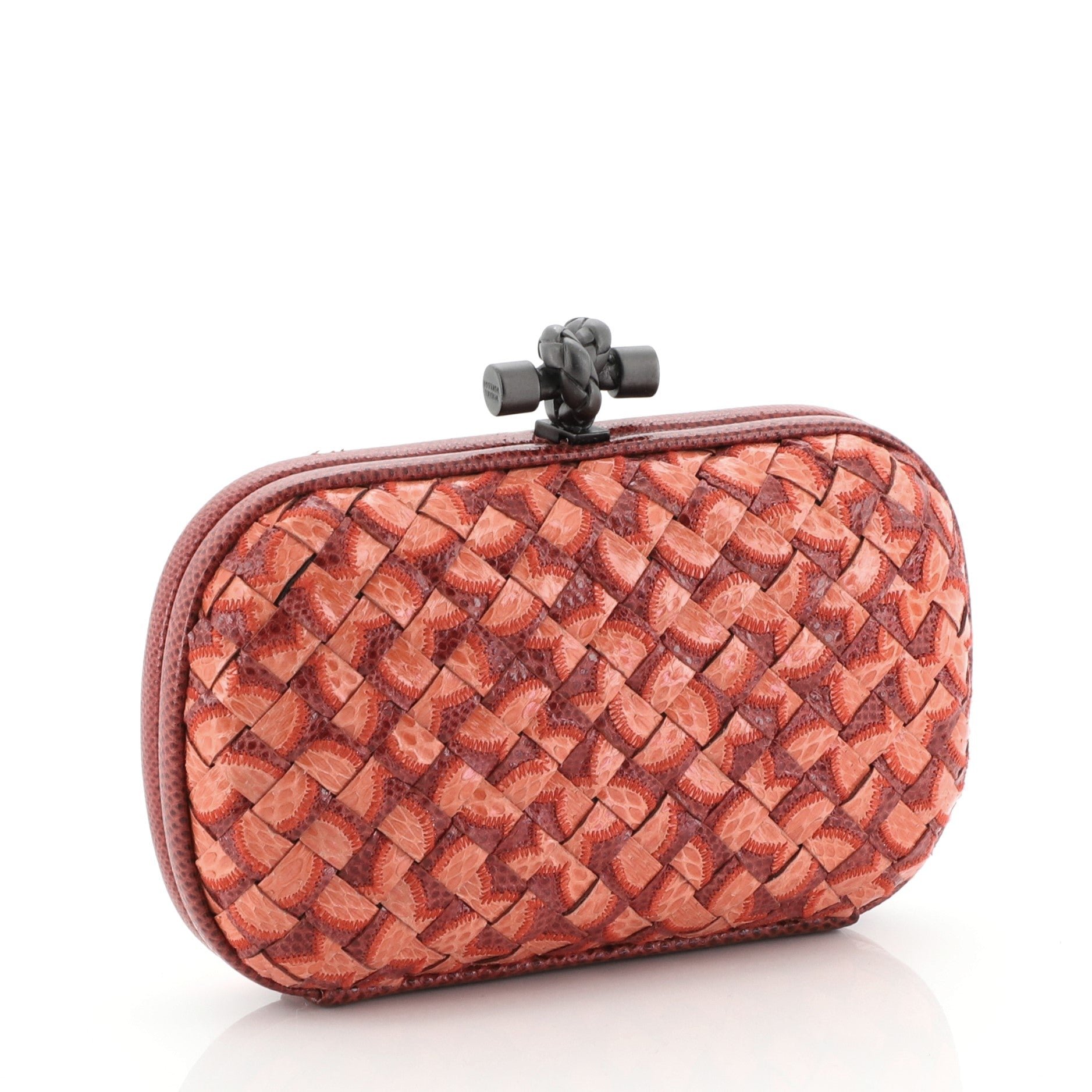 Box Knot Clutch Stitched Snakeskin Small