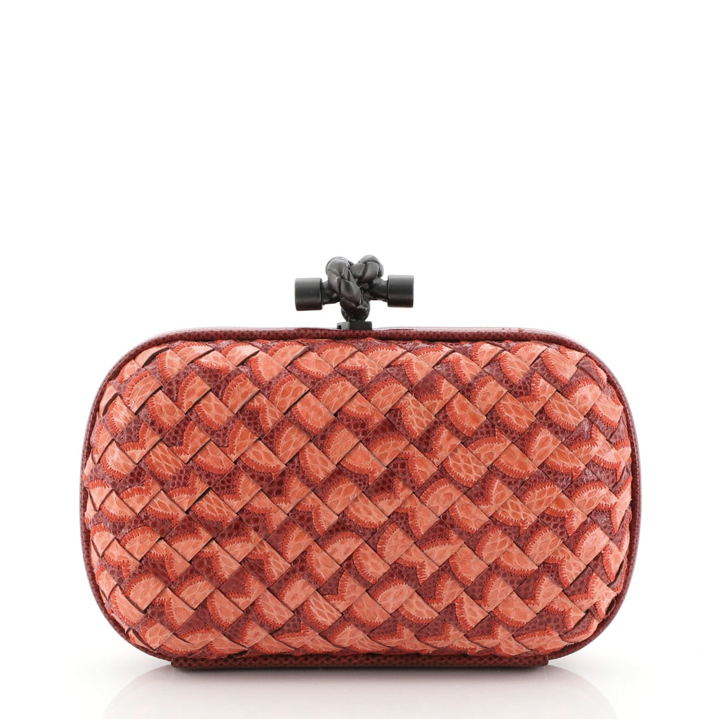Box Knot Clutch Stitched Snakeskin Small