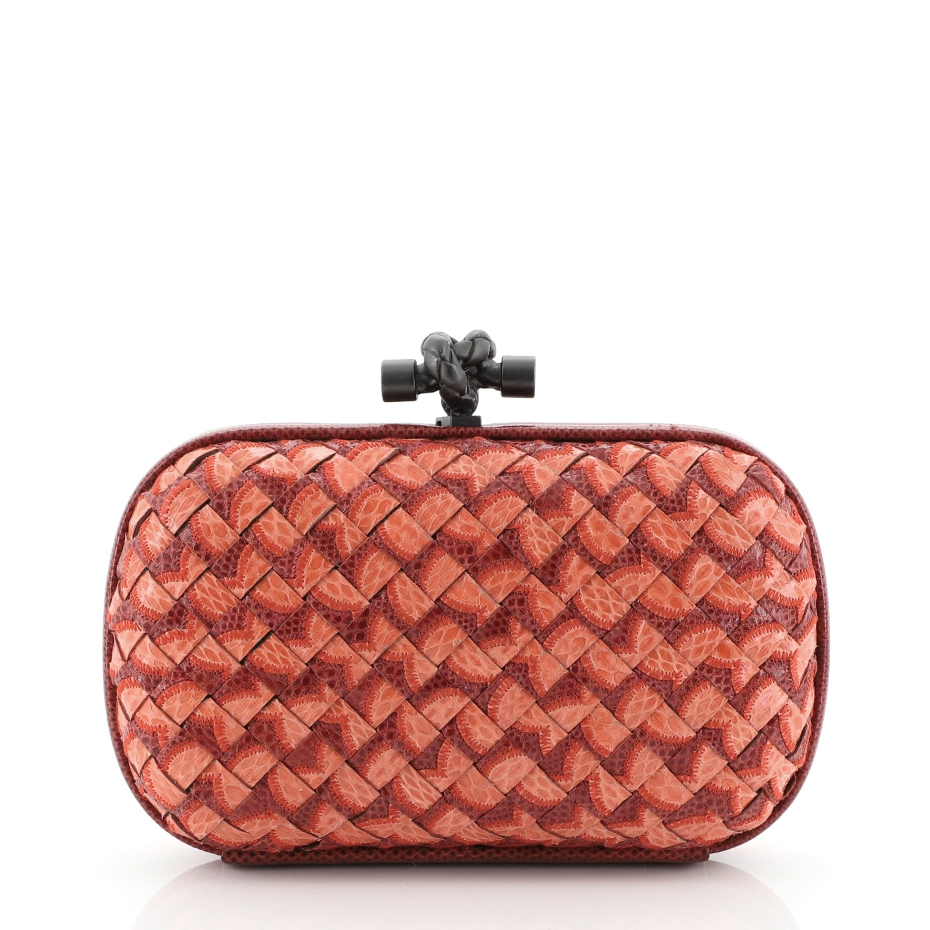 Box Knot Clutch Stitched Snakeskin Small