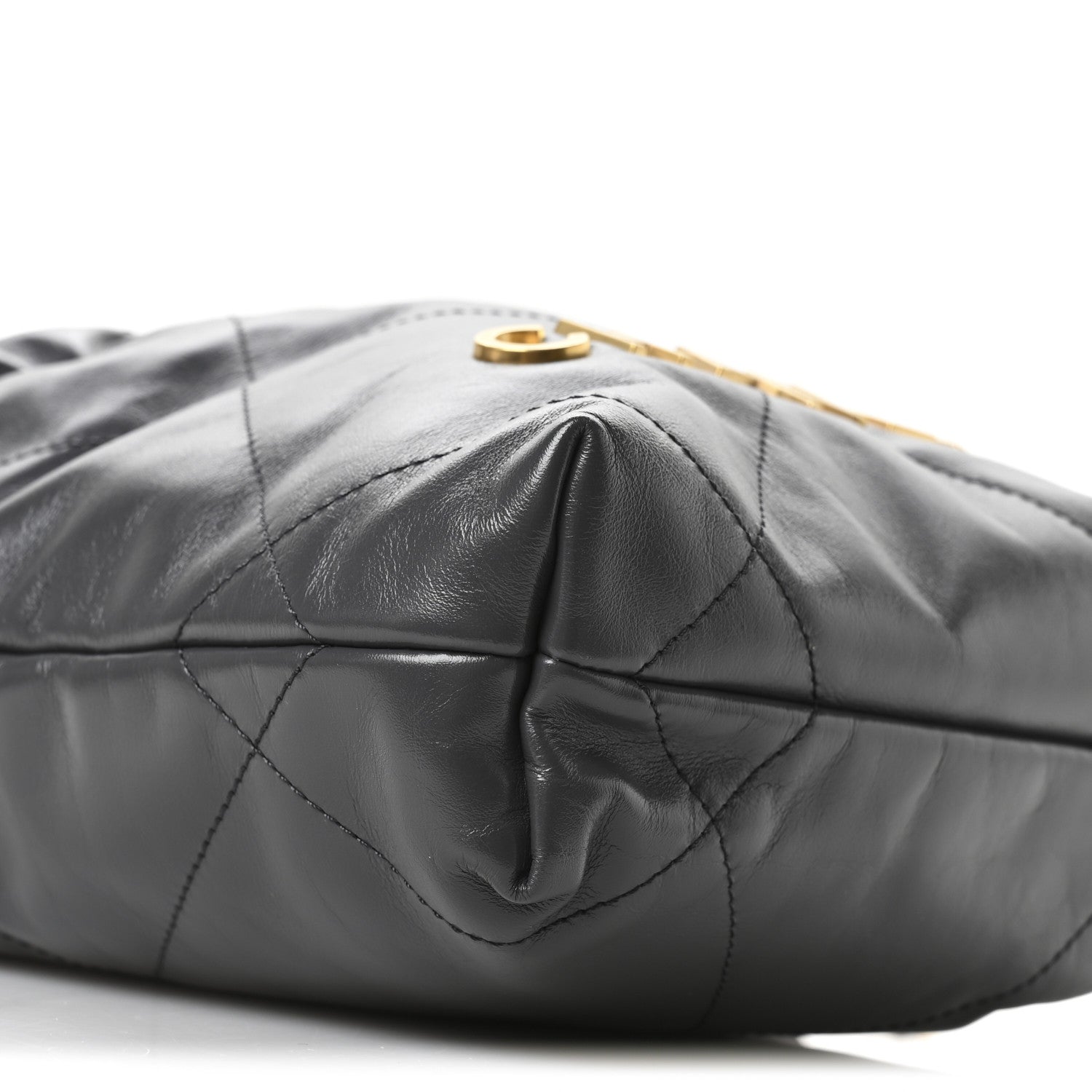 Shiny Calfskin Quilted Mini Chanel 22 Dark Grey