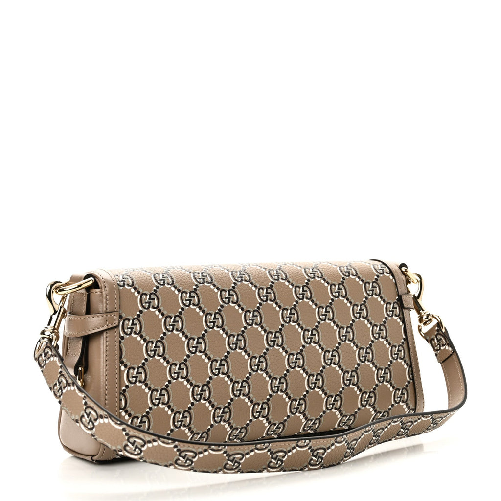 Calfskin Optical Printed GG Small Luce Shoulder Bag Beige