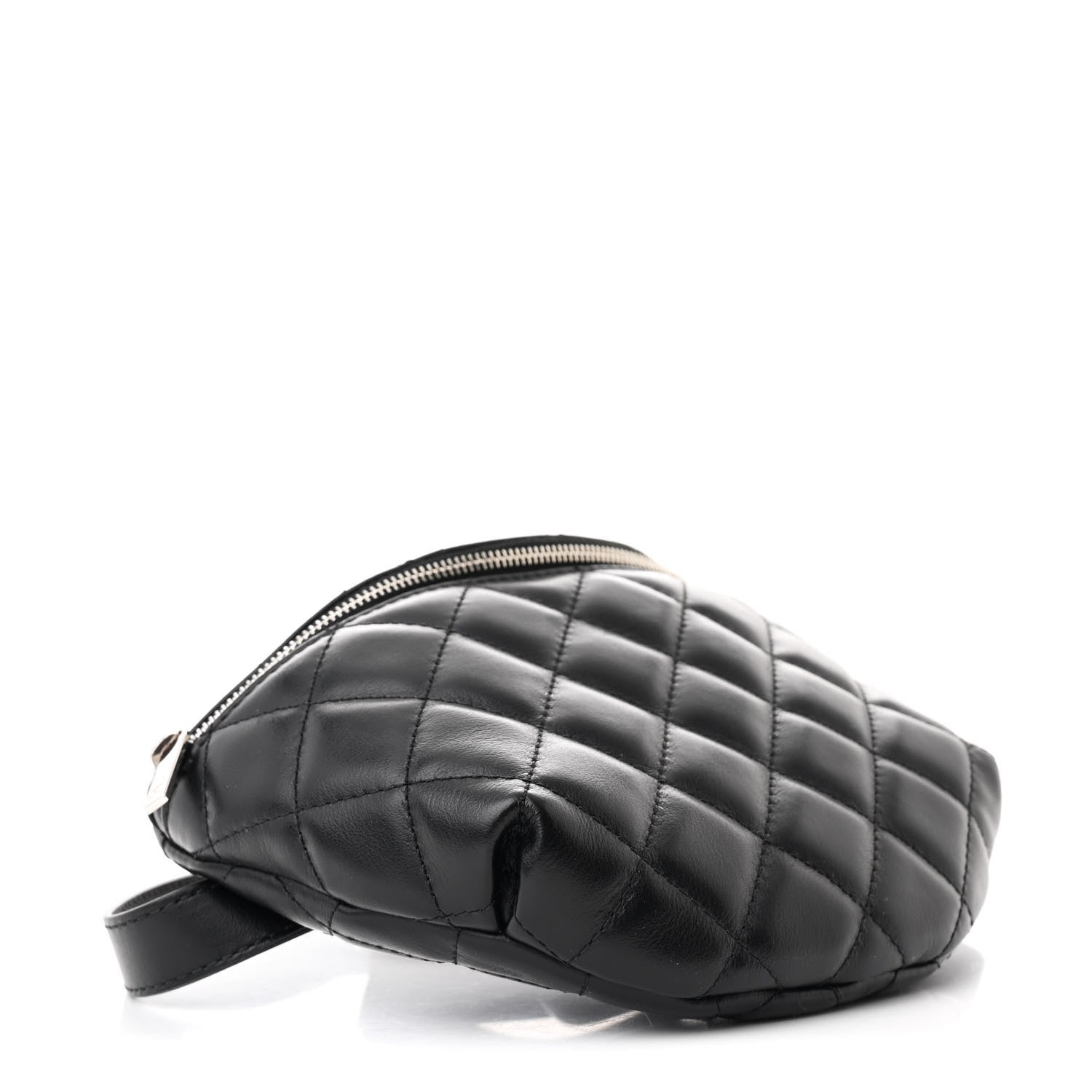 Calfskin Quilted Waist Belt Bag Black