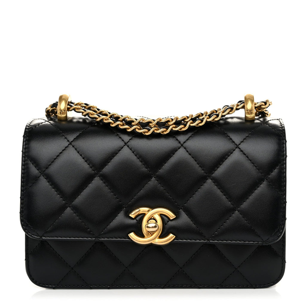 Calfskin Quilted Mini Perfect Fit Flap Black