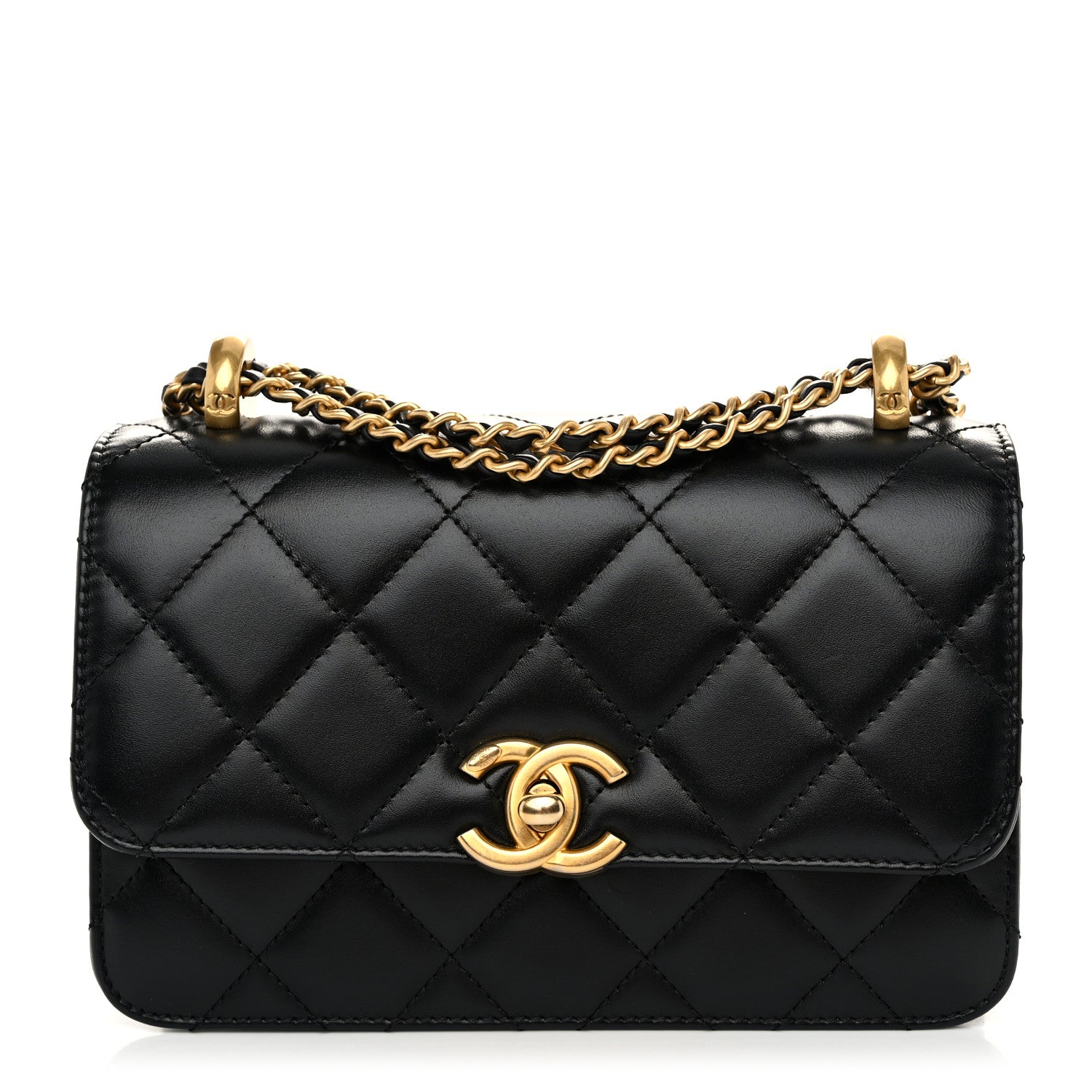 Calfskin Quilted Mini Perfect Fit Flap Black