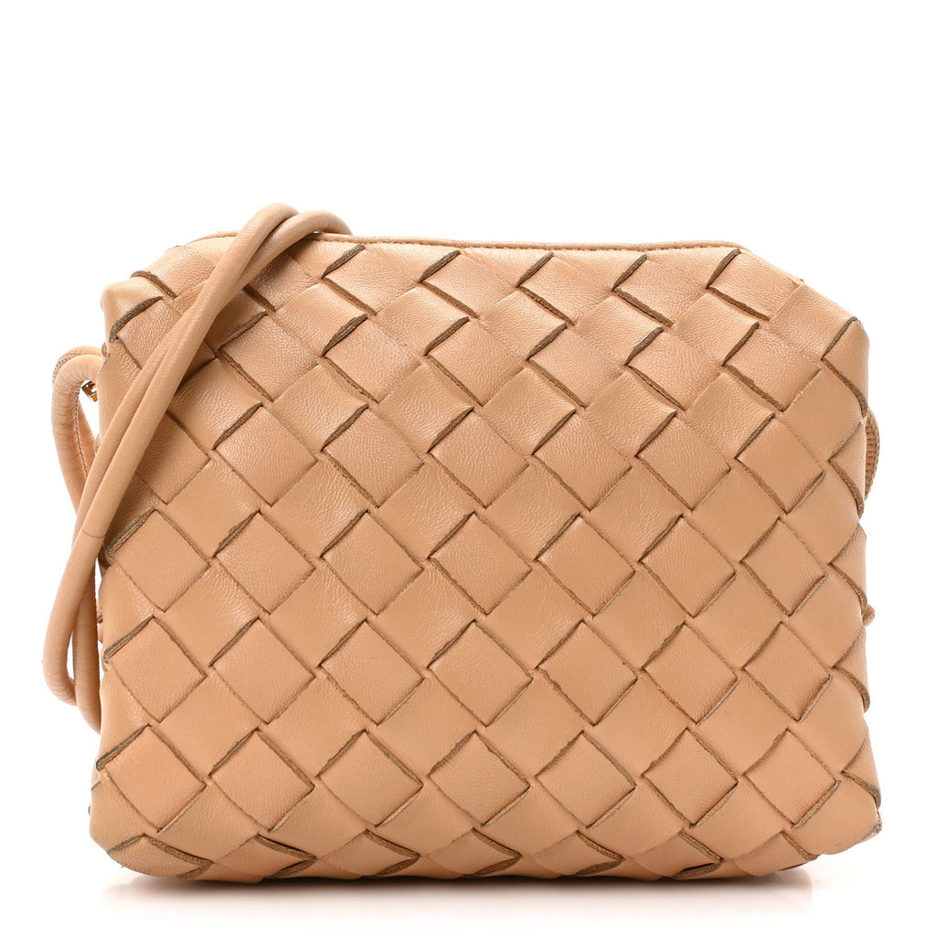 Nappa Intrecciato Mini Loop Camera Bag Almond