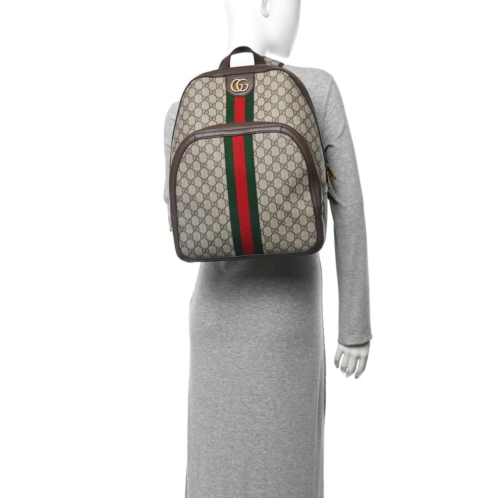 GG Supreme Monogram Medium Ophidia Day Backpack Brown