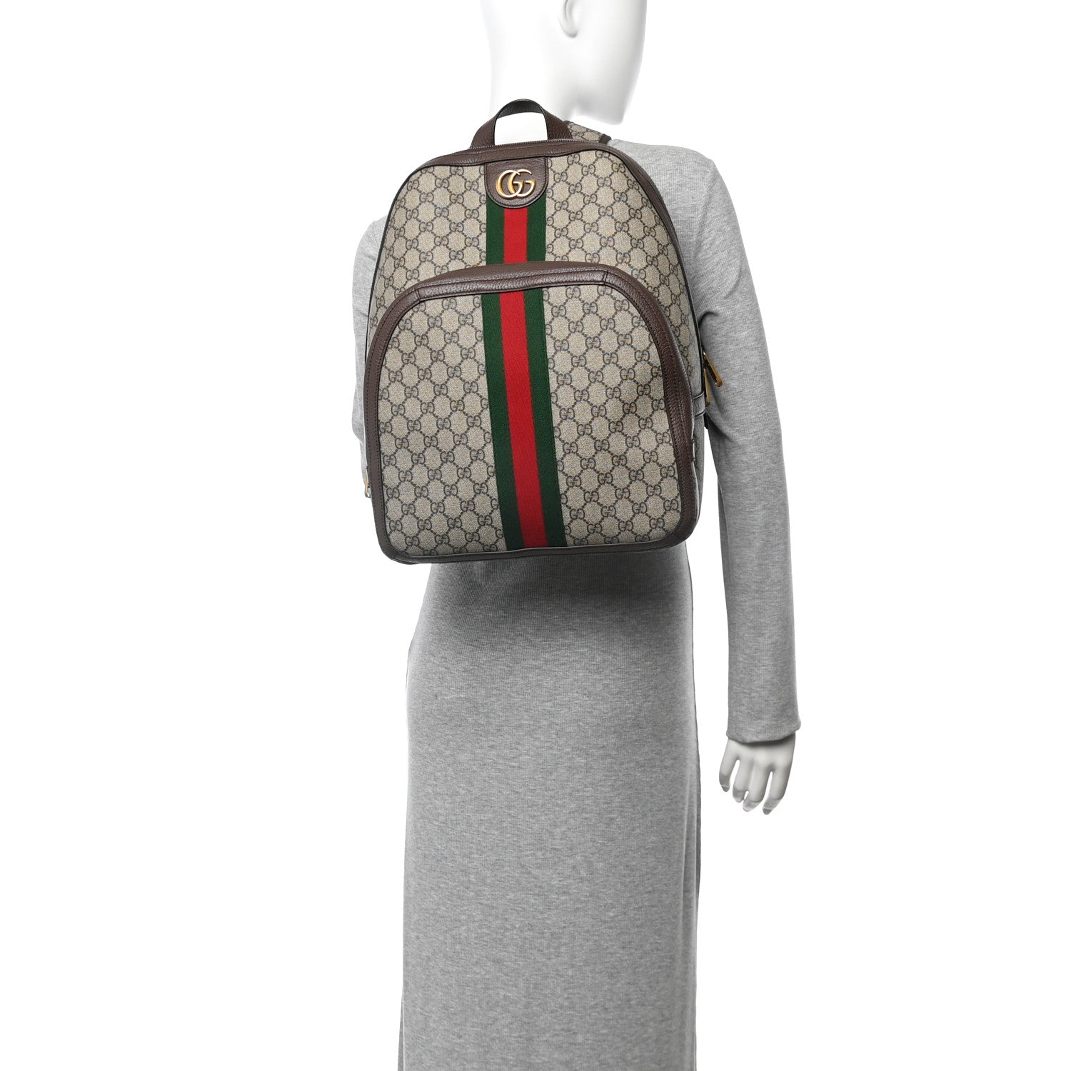 GG Supreme Monogram Medium Ophidia Day Backpack Brown