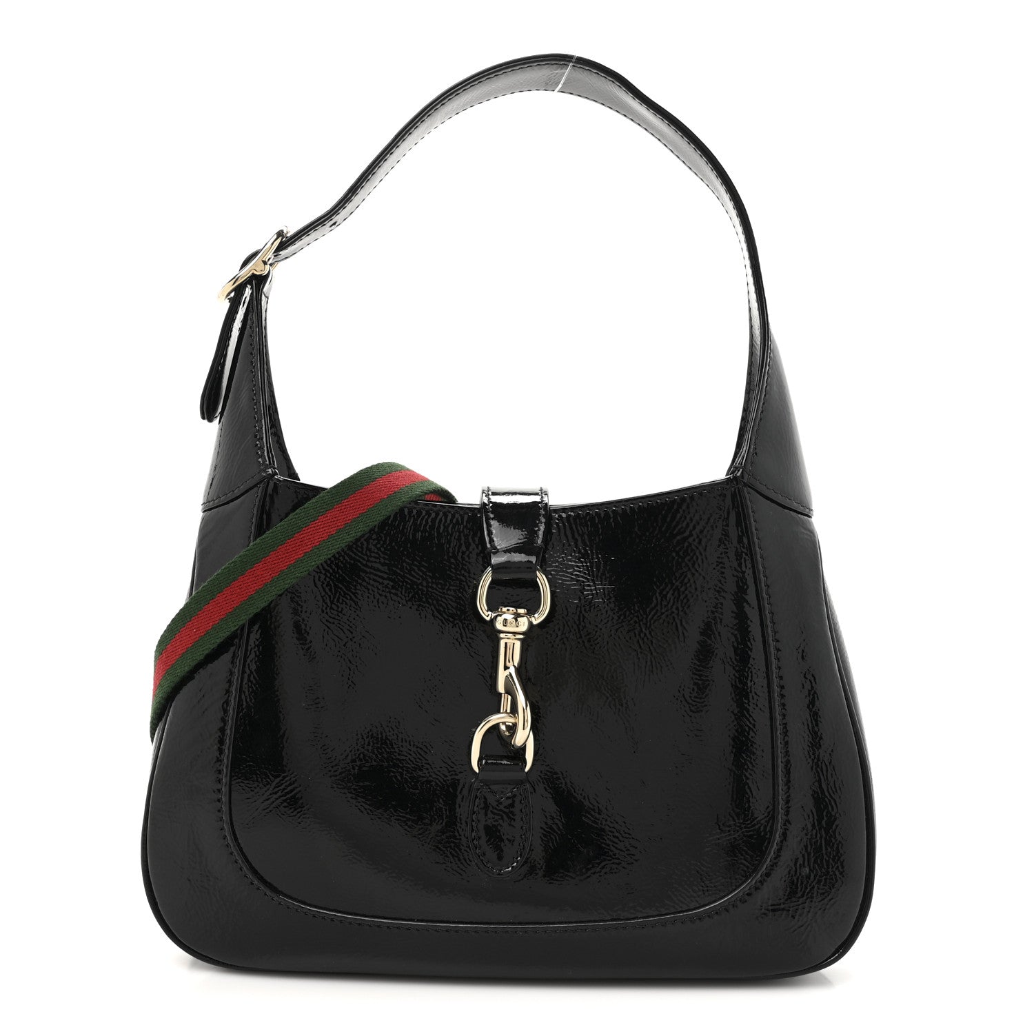 Patent Calfskin Small Jackie Shoulder Bag Black