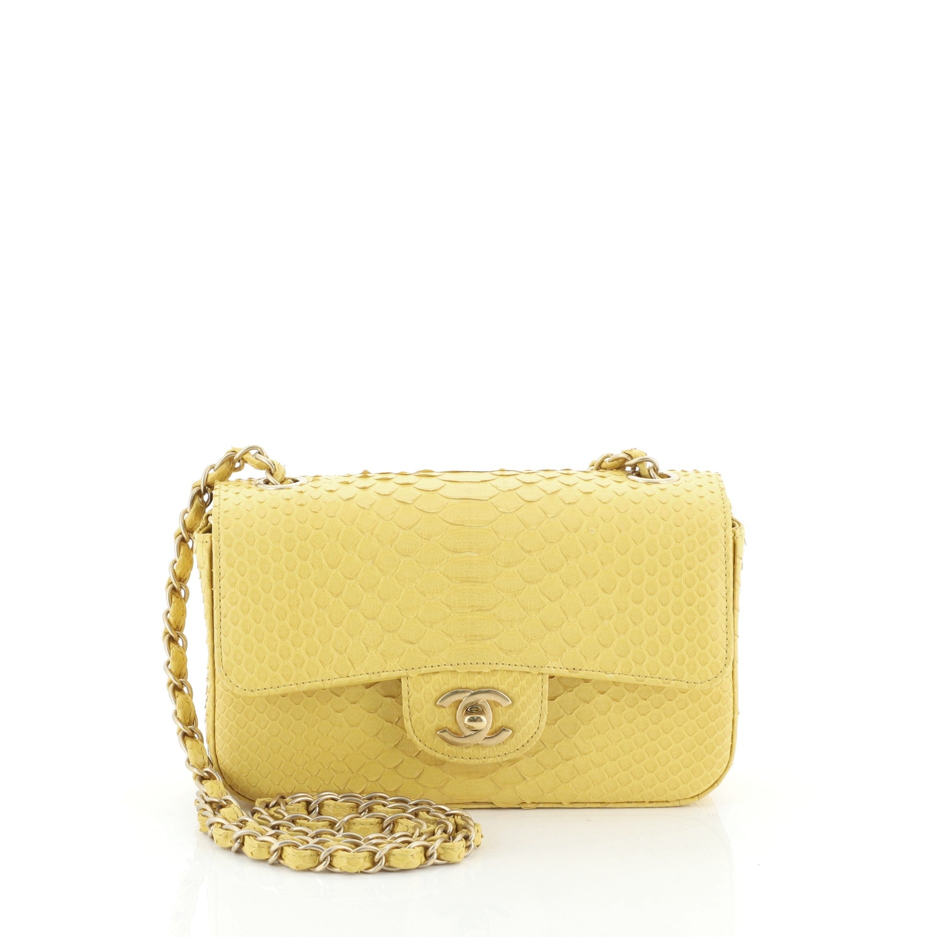 Classic Single Flap Bag Python Mini
