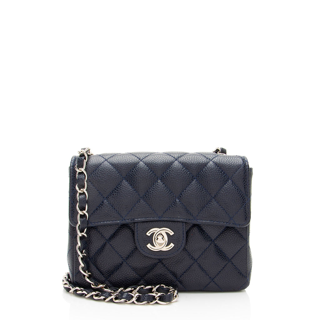 Vintage Square Classic Single Flap Bag Quilted Caviar Mini