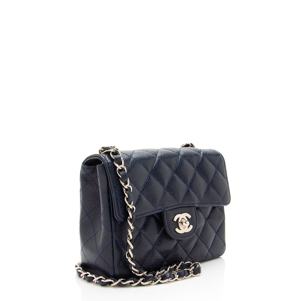 Vintage Square Classic Single Flap Bag Quilted Caviar Mini