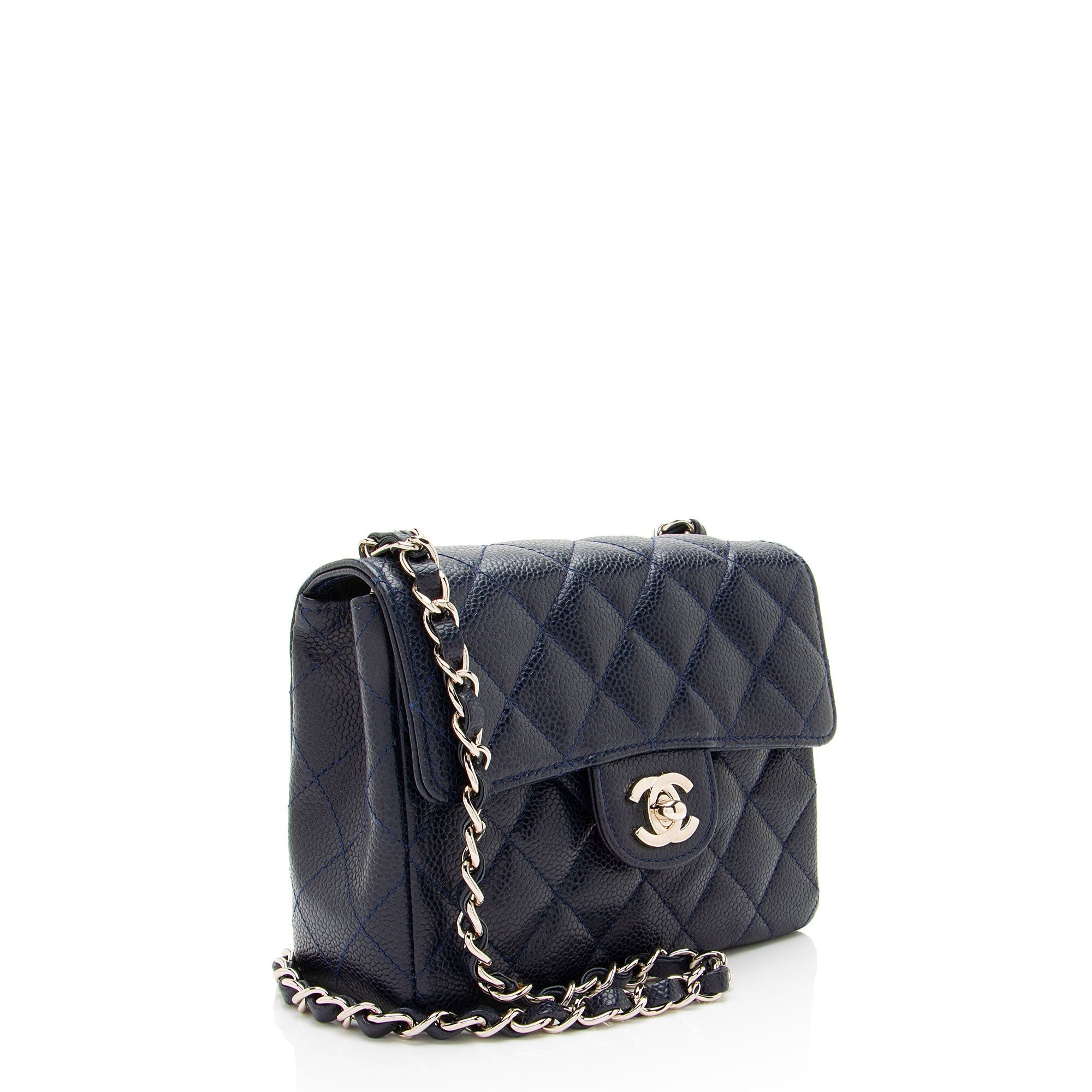 Vintage Square Classic Single Flap Bag Quilted Caviar Mini