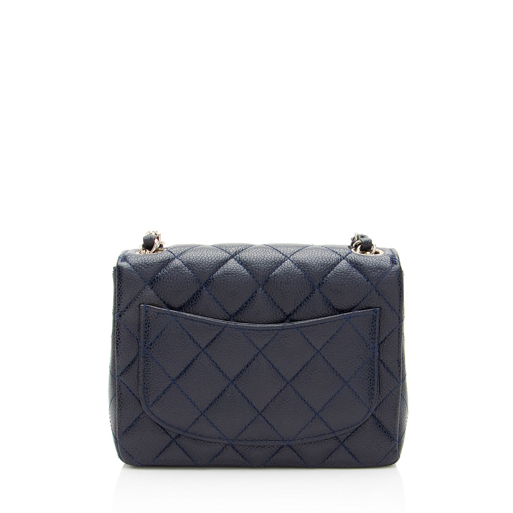 Vintage Square Classic Single Flap Bag Quilted Caviar Mini