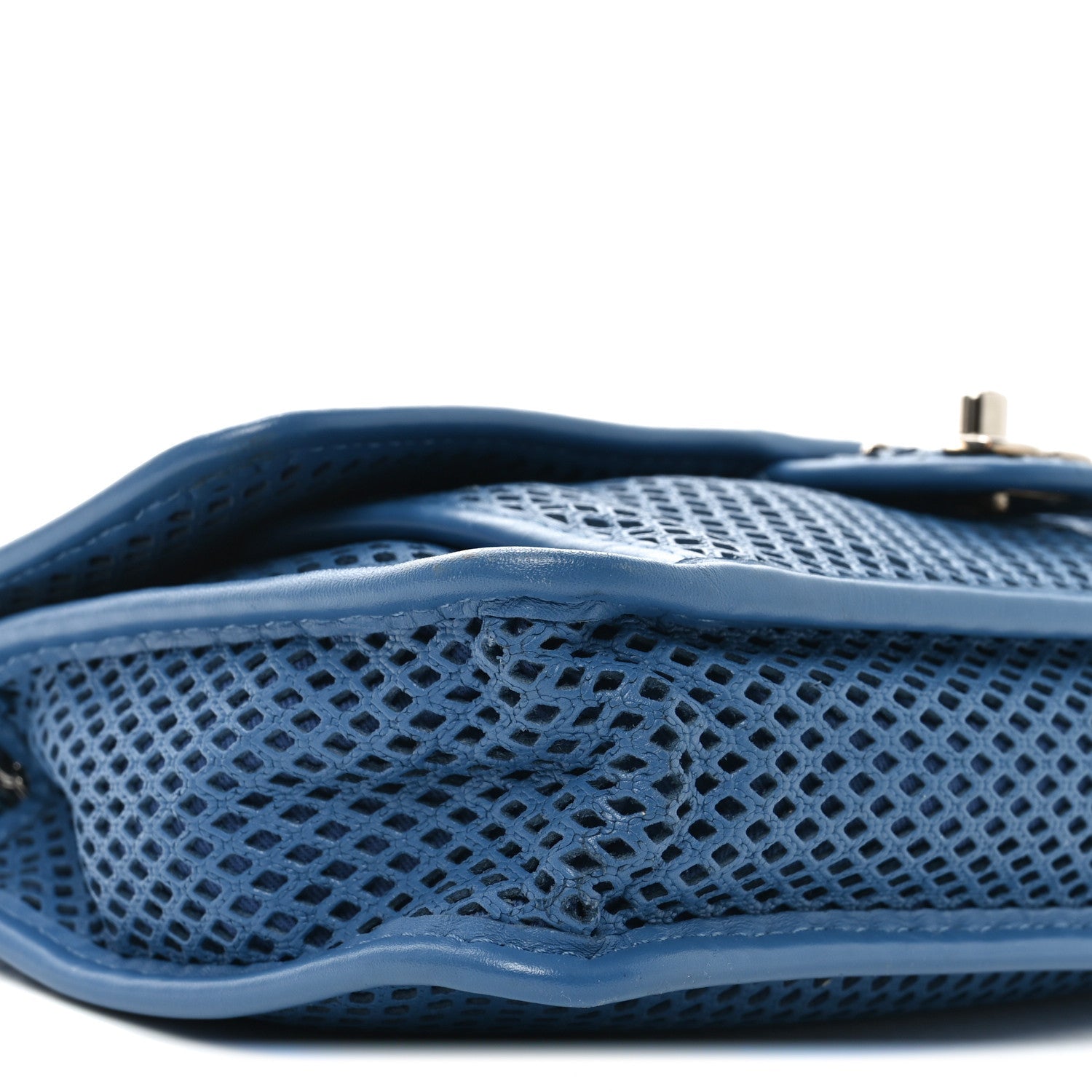 Perforated Calfskin Large Up In The Air Flap Blue