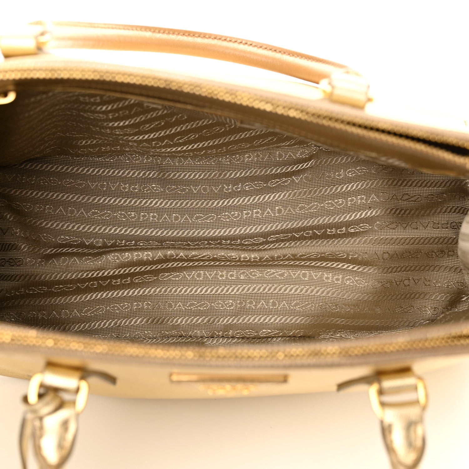 Metallic Saffiano Small Galleria Double Zip Tote Platino