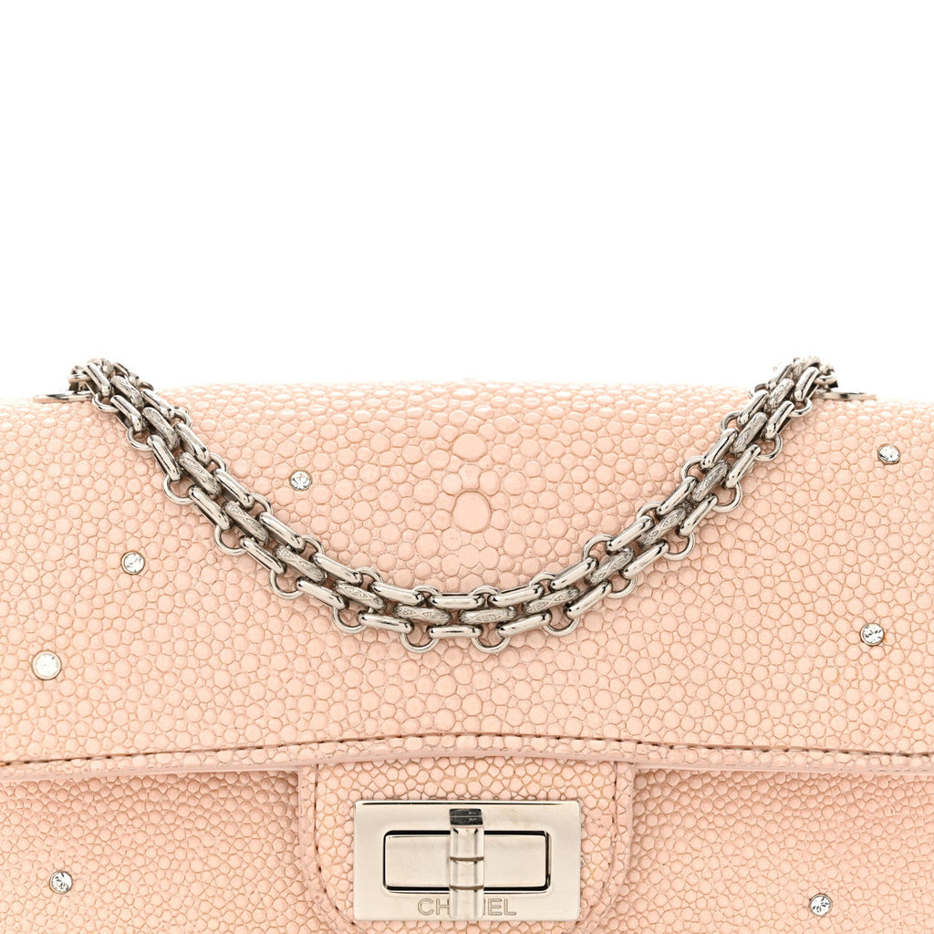 Galuchat Stingray Crystal Embellished 2.55 Reissue Mini Flap Light Pink