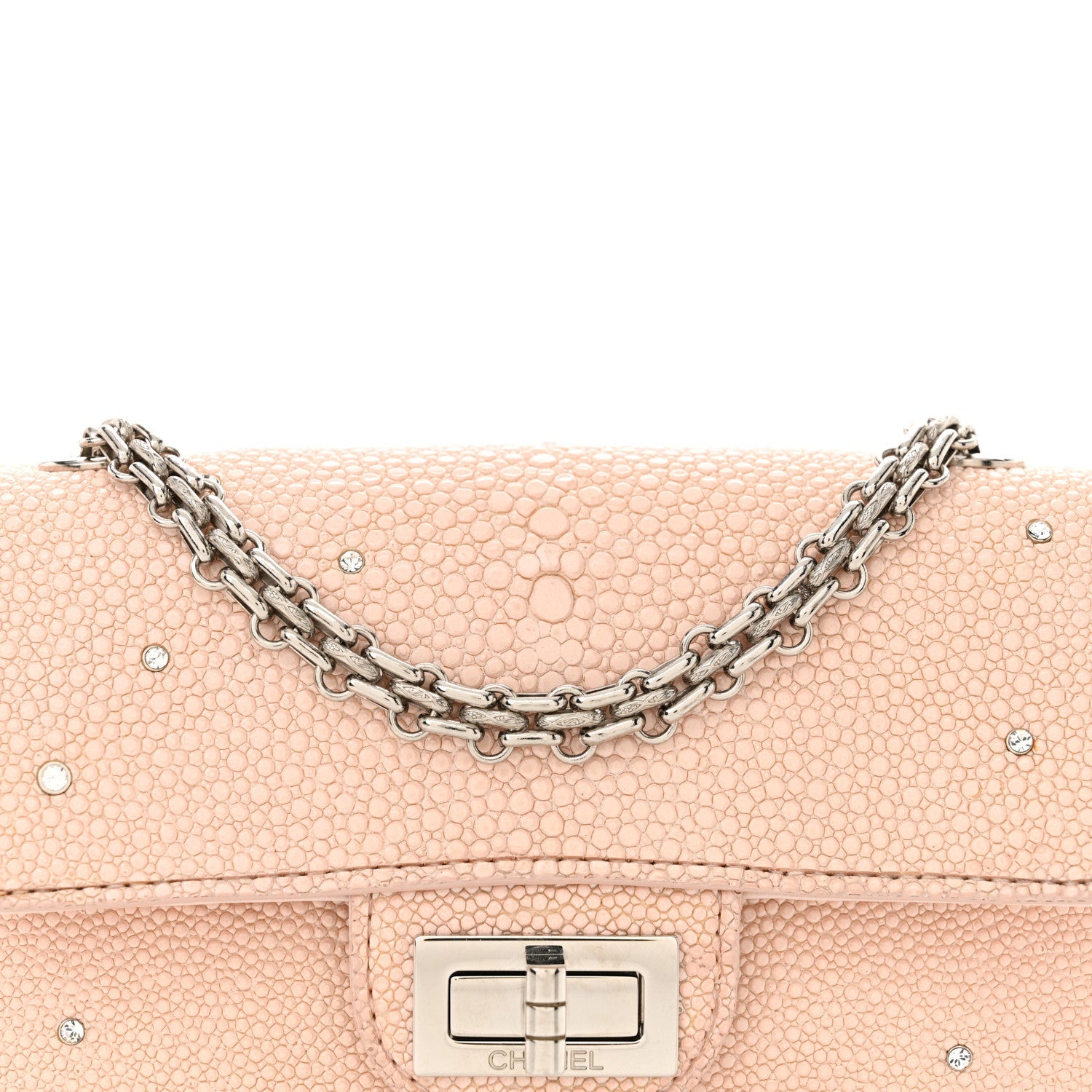 Galuchat Stingray Crystal Embellished 2.55 Reissue Mini Flap Light Pink
