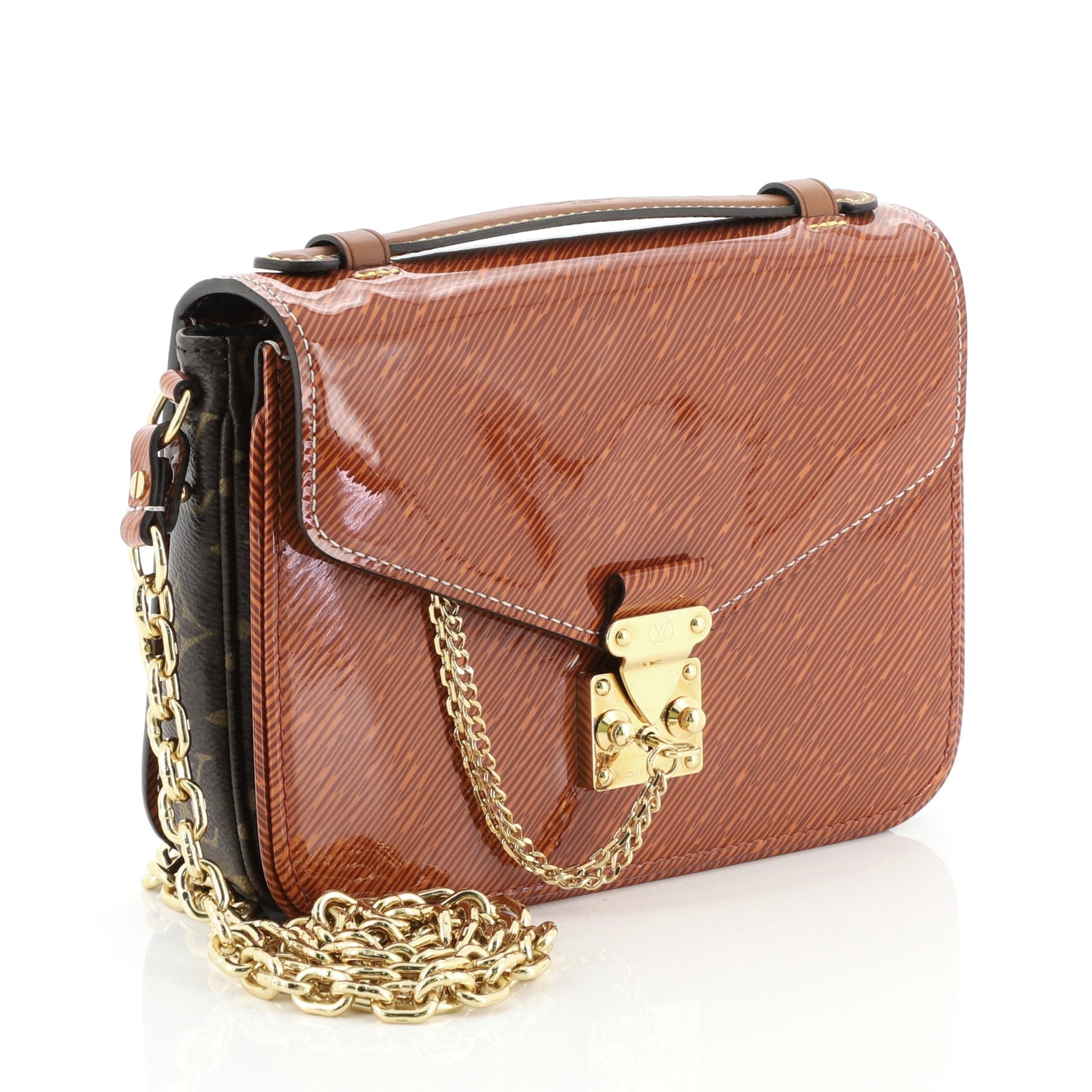 Pochette Metis Shiny Epi Leather with Reverse Monogram Canvas Mini