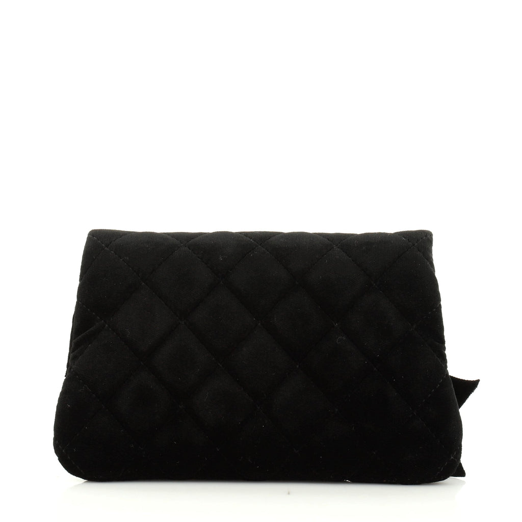 Vintage Camellia Chain Flap Evening Bag Quilted Velvet Mini
