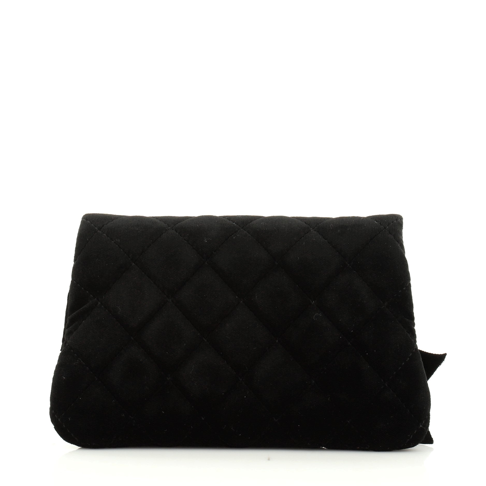 Vintage Camellia Chain Flap Evening Bag Quilted Velvet Mini