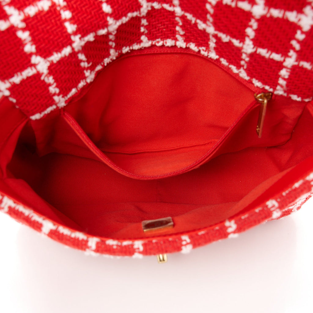 Tweed Quilted Medium Chanel 19 Flap Red White