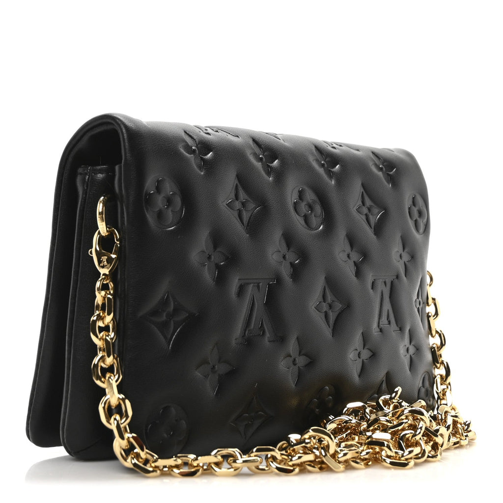 Lambskin Embossed Monogram Pochette Coussin Black