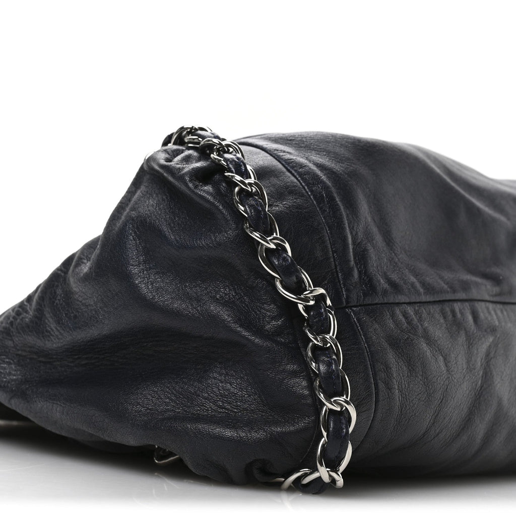 Lambskin Large Sharpei Shoulder Bag Blue